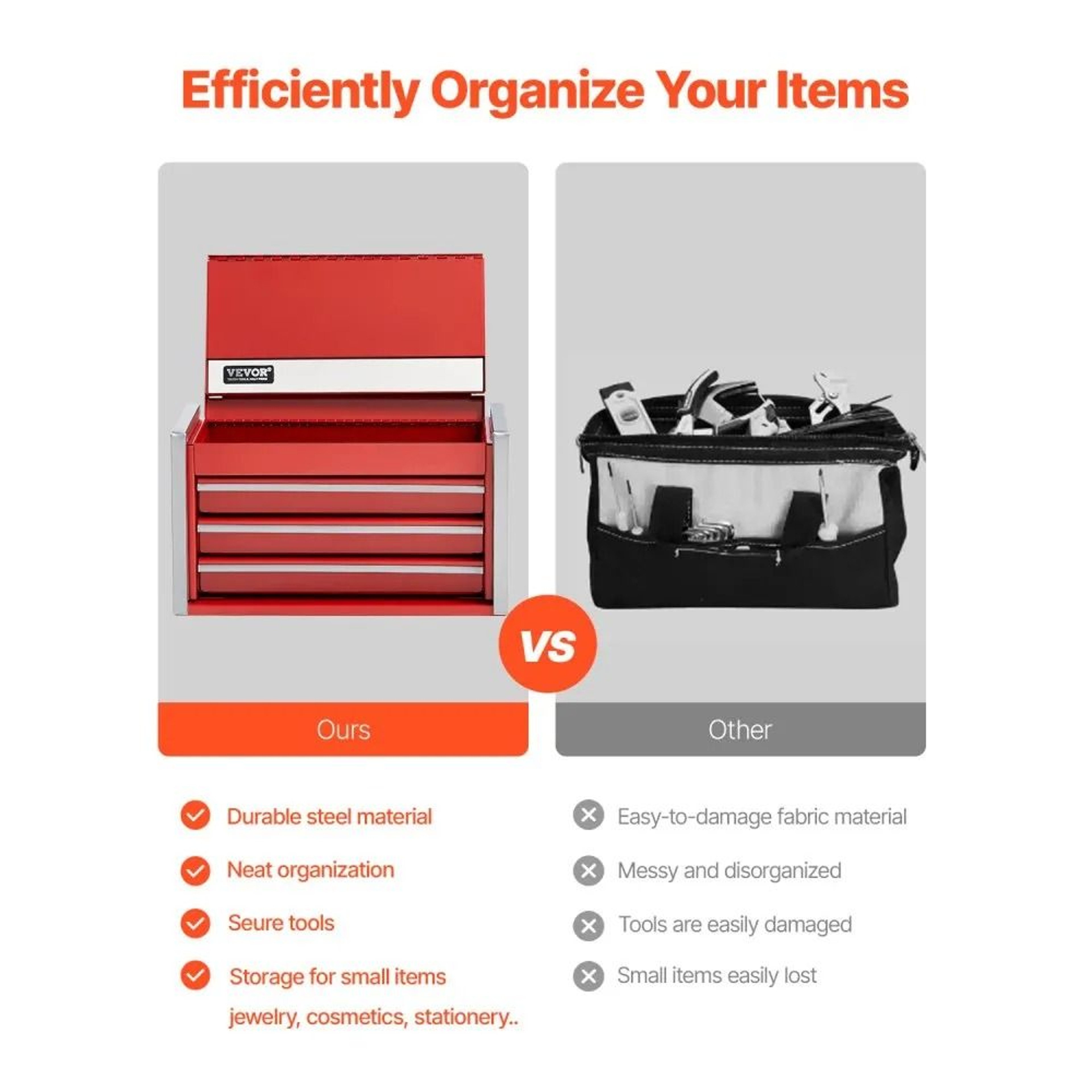 Mini Metal Tool Box With 3 Drawers And Magnetic Locking Lid  Red 4