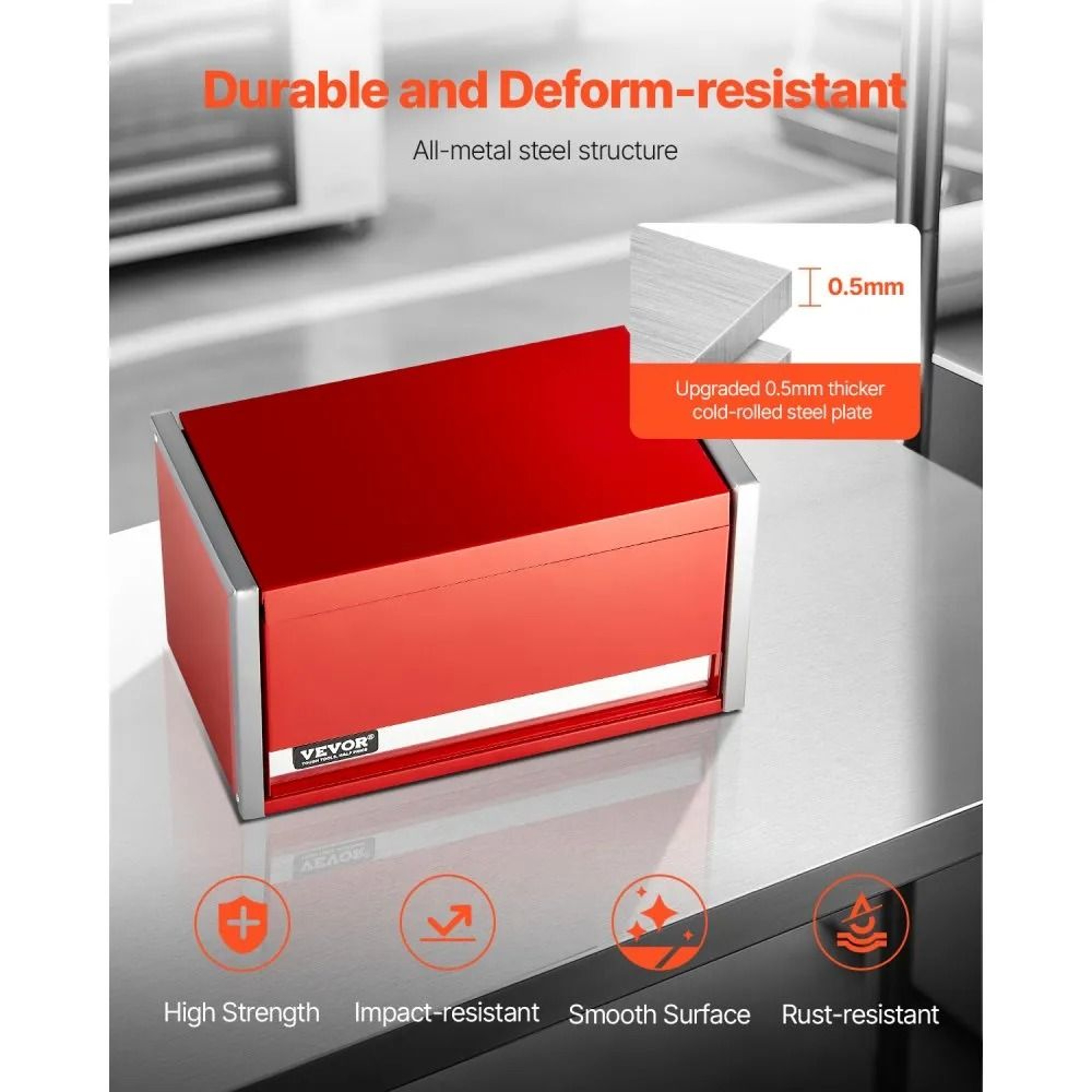 Mini Metal Tool Box With 3 Drawers And Magnetic Locking Lid  Red 2