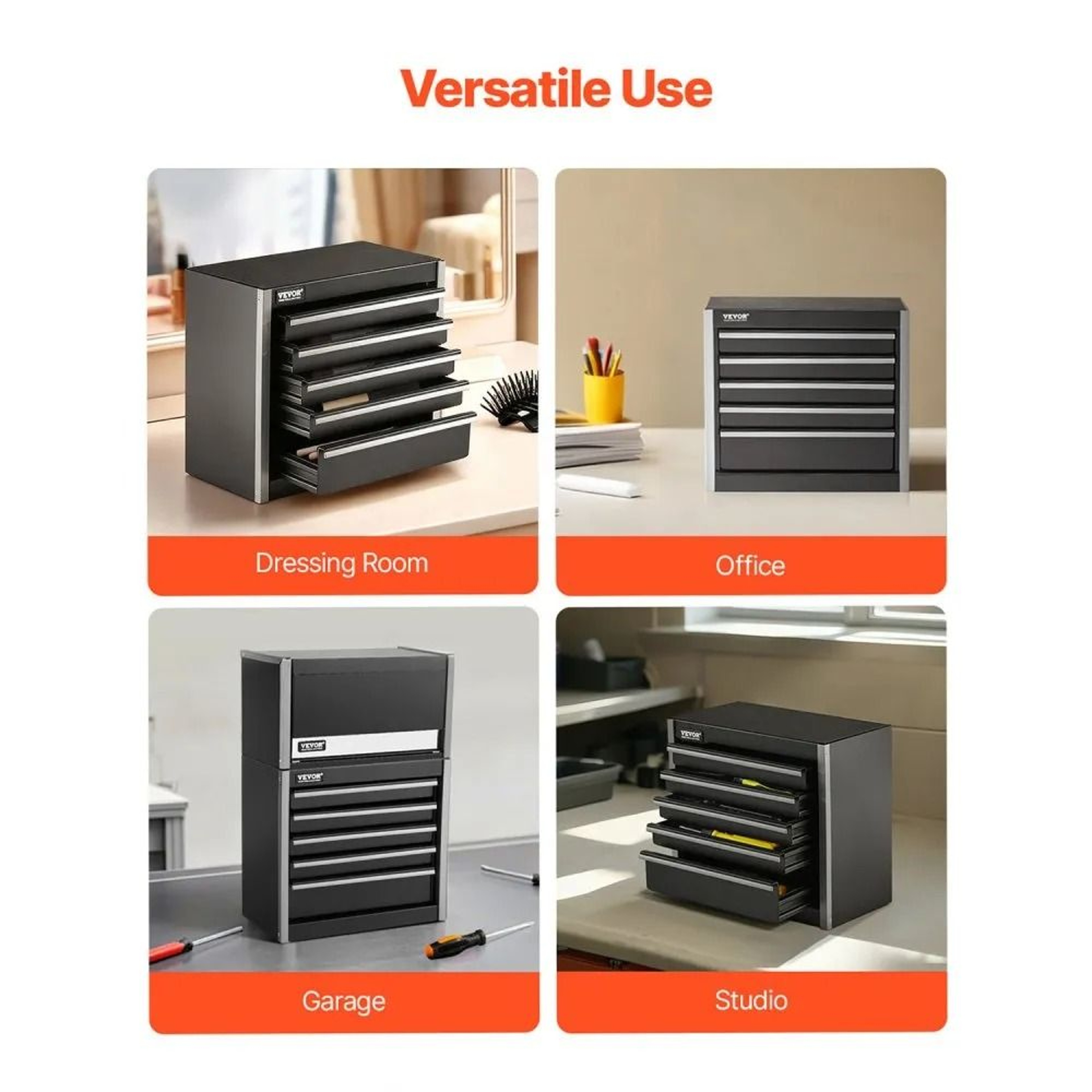 Mini Metal Tool Box With 5 Drawers And Steel Construction  Black 4