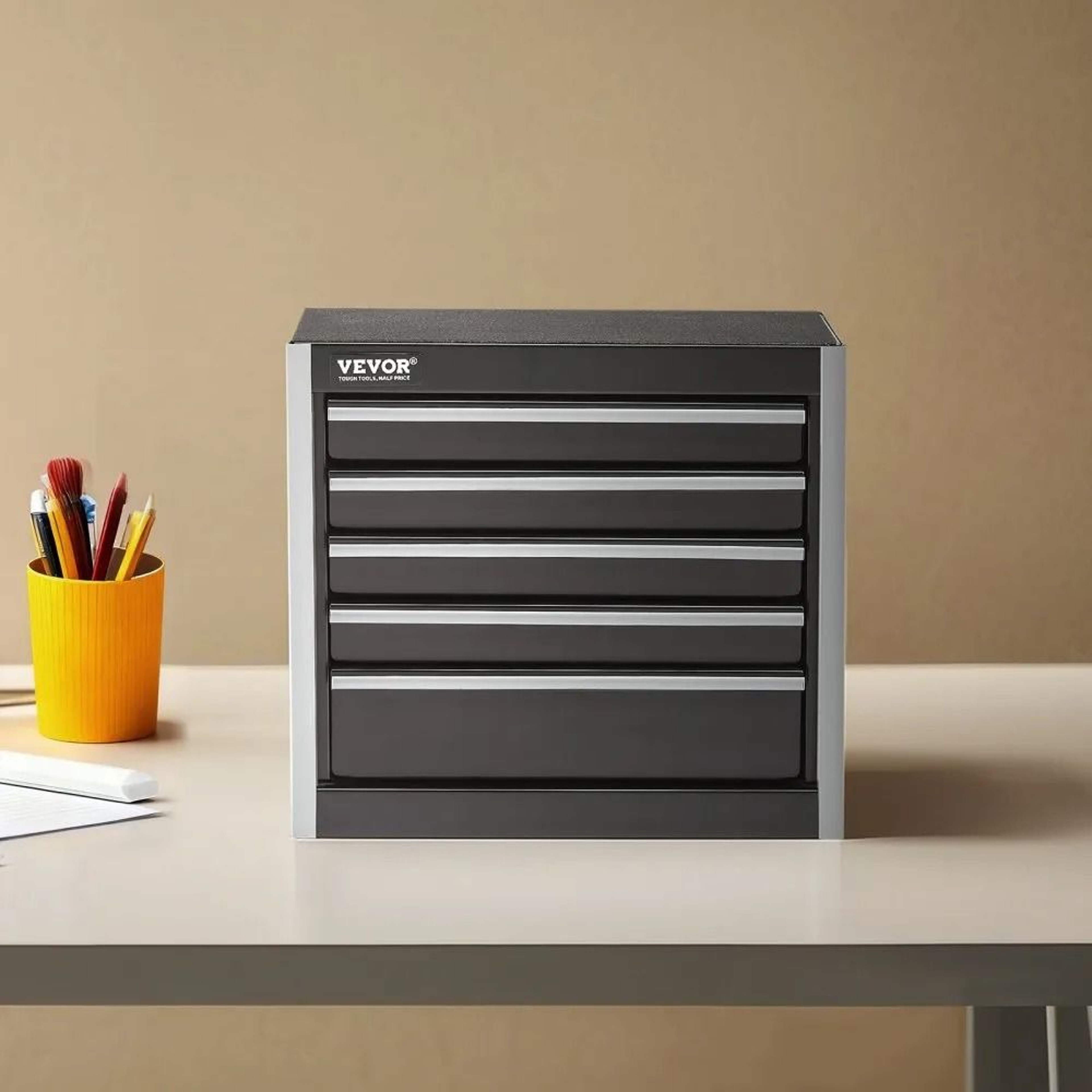 Mini Metal Tool Box With 5 Drawers And Steel Construction  Black 7