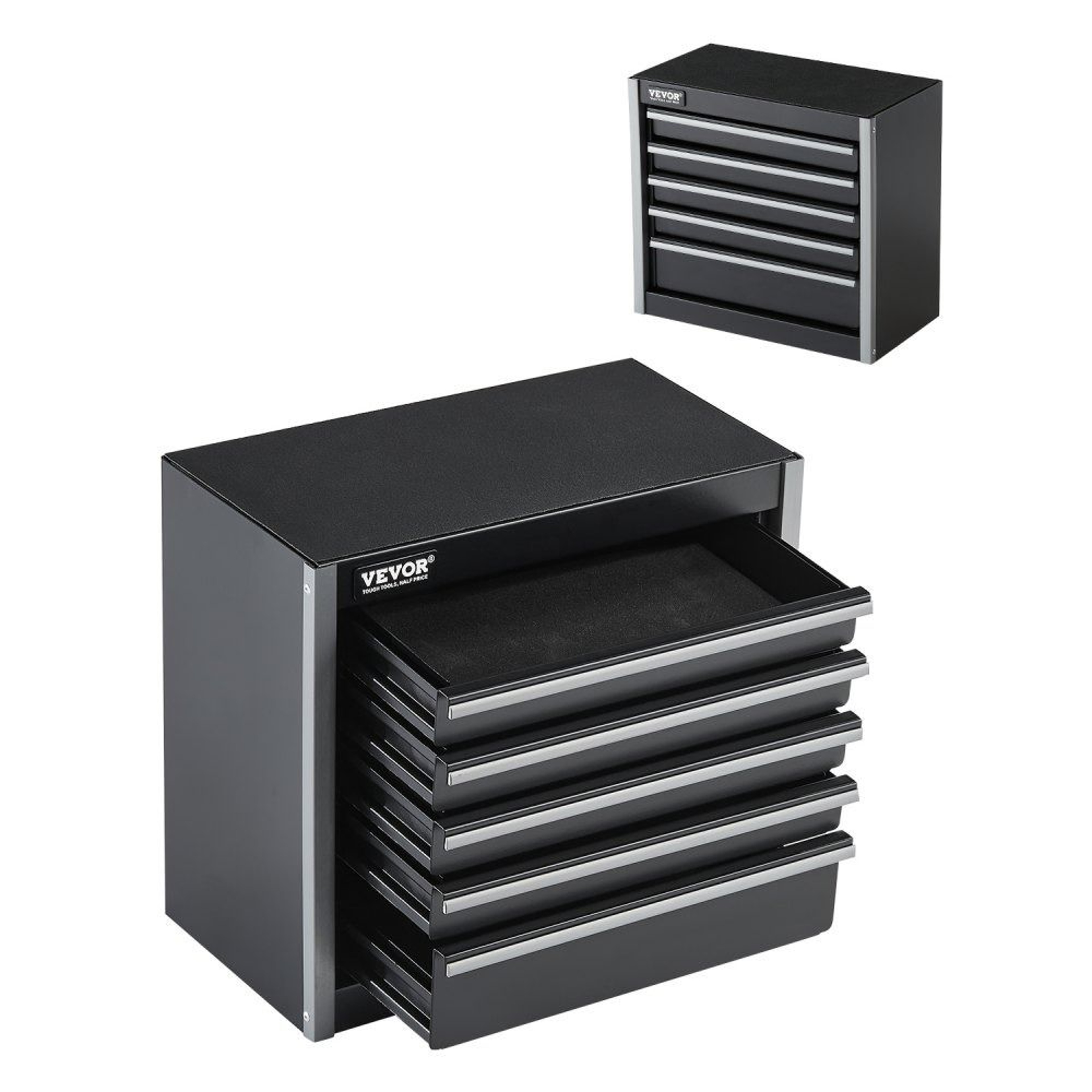 Mini Metal Tool Box With 5 Drawers And Steel Construction  Black 0