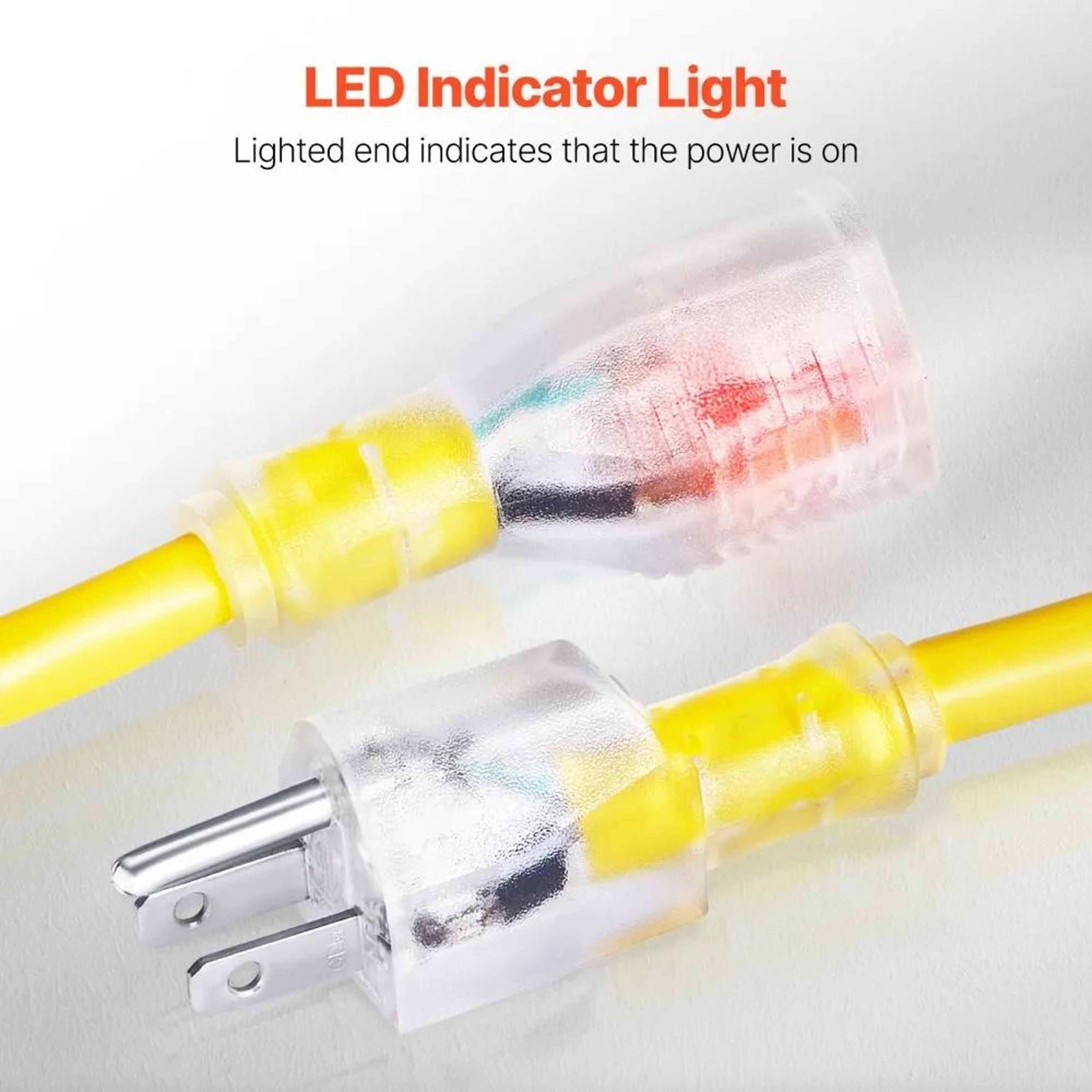 100FT Heavy Duty Extension Cord 12 AWG 15A With Lighted End For Indoor And Outdoor Use 3