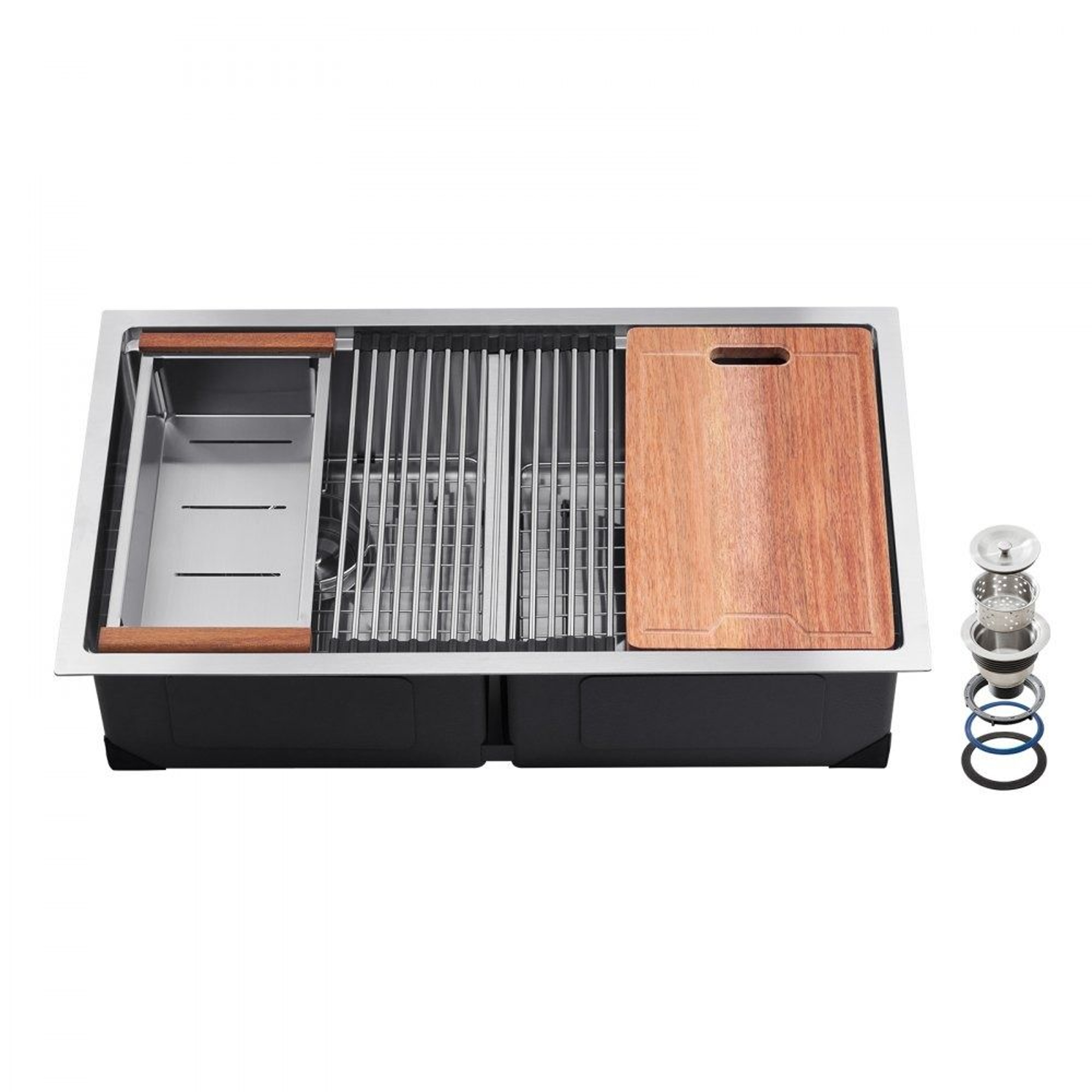 33 Inch Stainless Steel Kitchen Workstation Sink With Double Bowl And Accessories 0