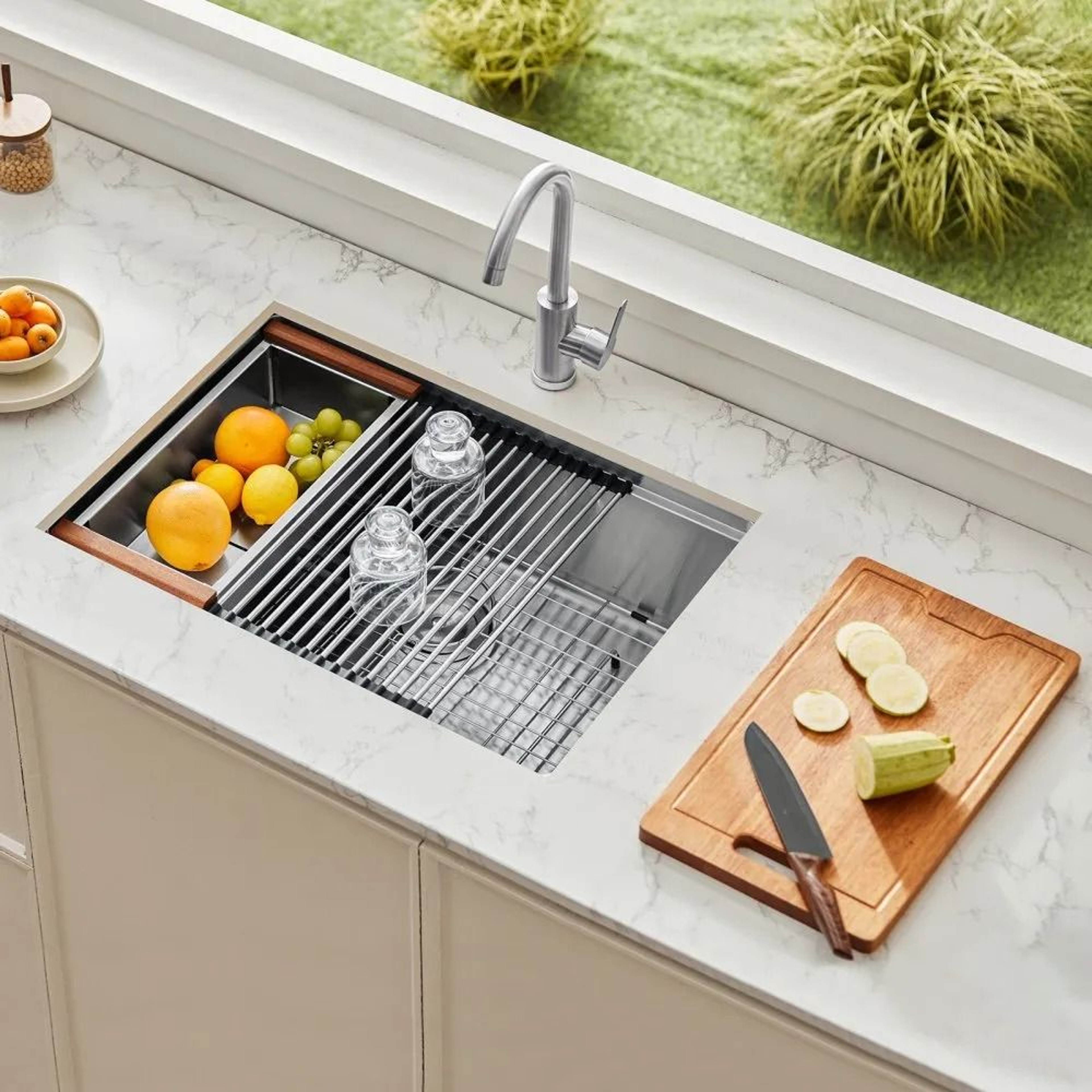 30 Inch Stainless Steel Kitchen Workstation Sink With Single Bowl And Accessories 7