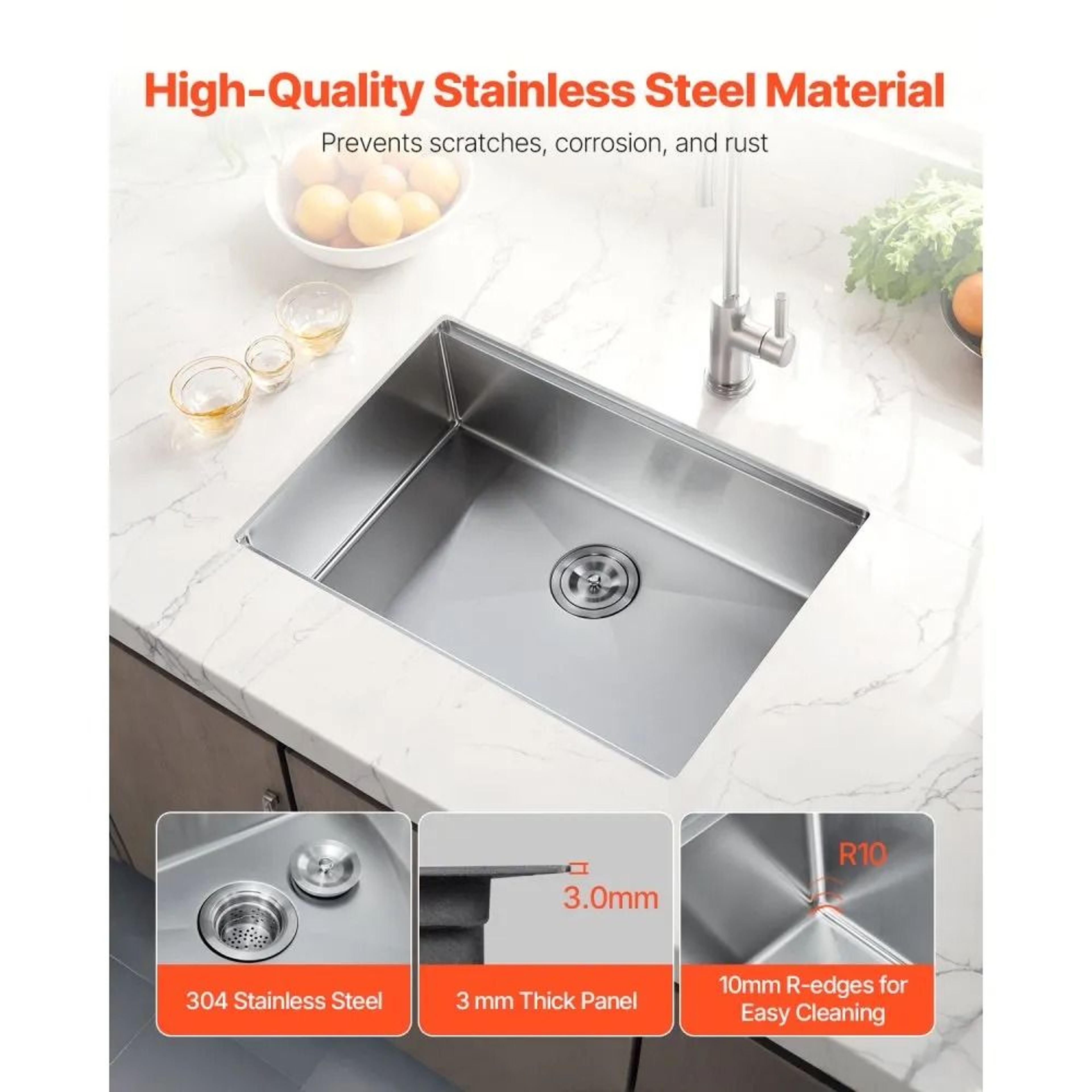 30 Inch Stainless Steel Kitchen Workstation Sink With Single Bowl And Accessories 2