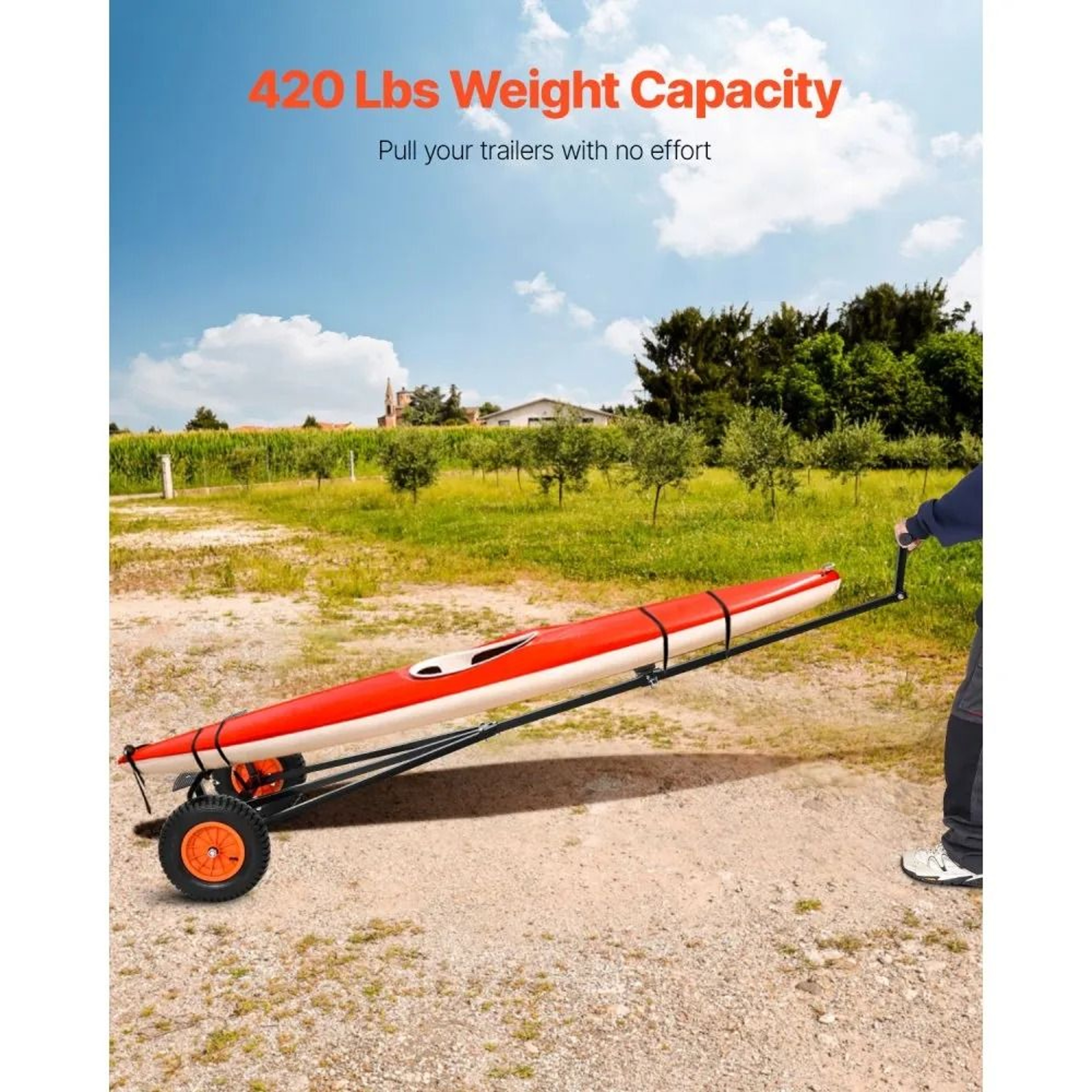 Boat Trailer Dolly With 420 Lb Capacity And Adjustable Handle With Pneumatic Tires 1