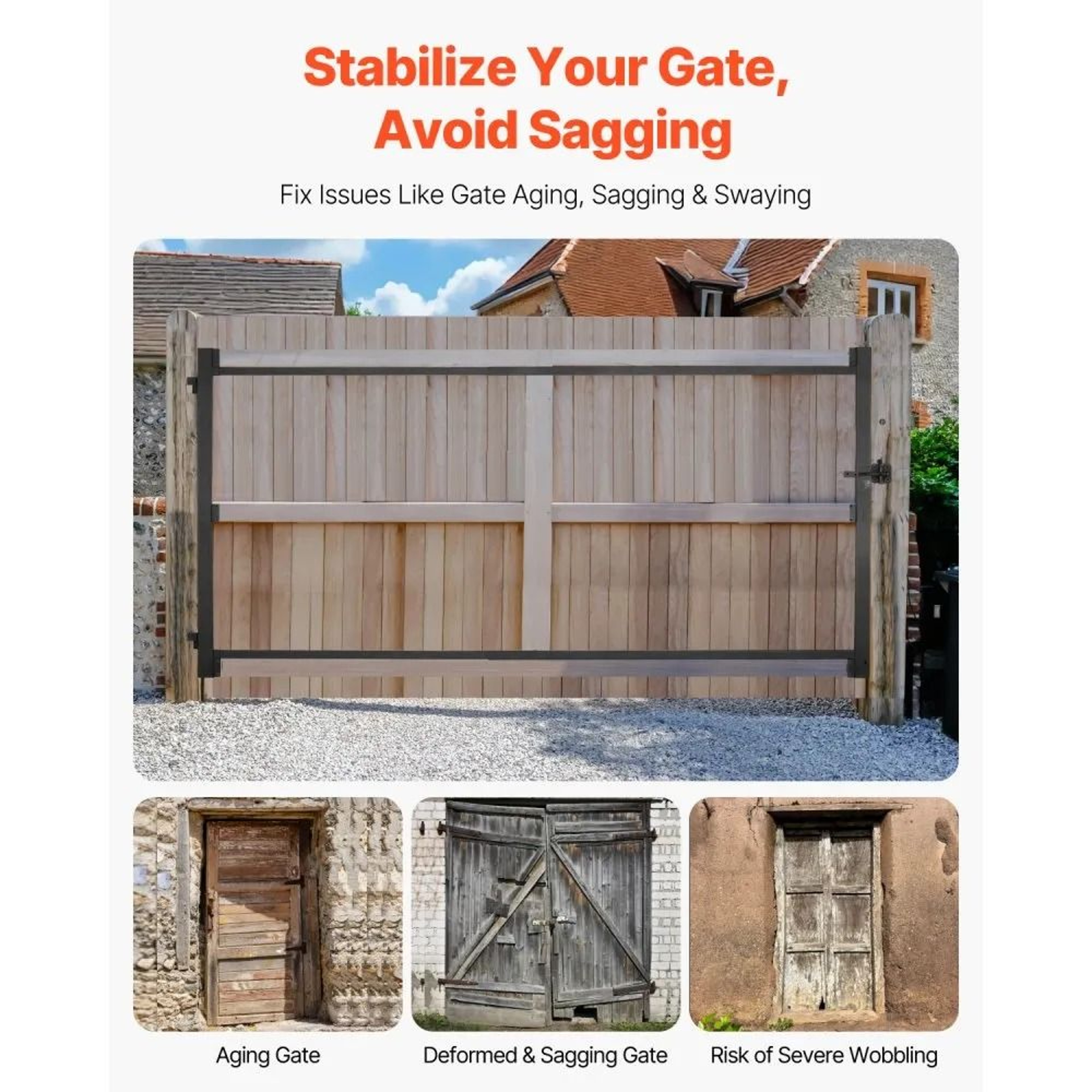Adjustable Gate Building Kit With AntiSag Iron Frame For 6096 Inch Openings 1