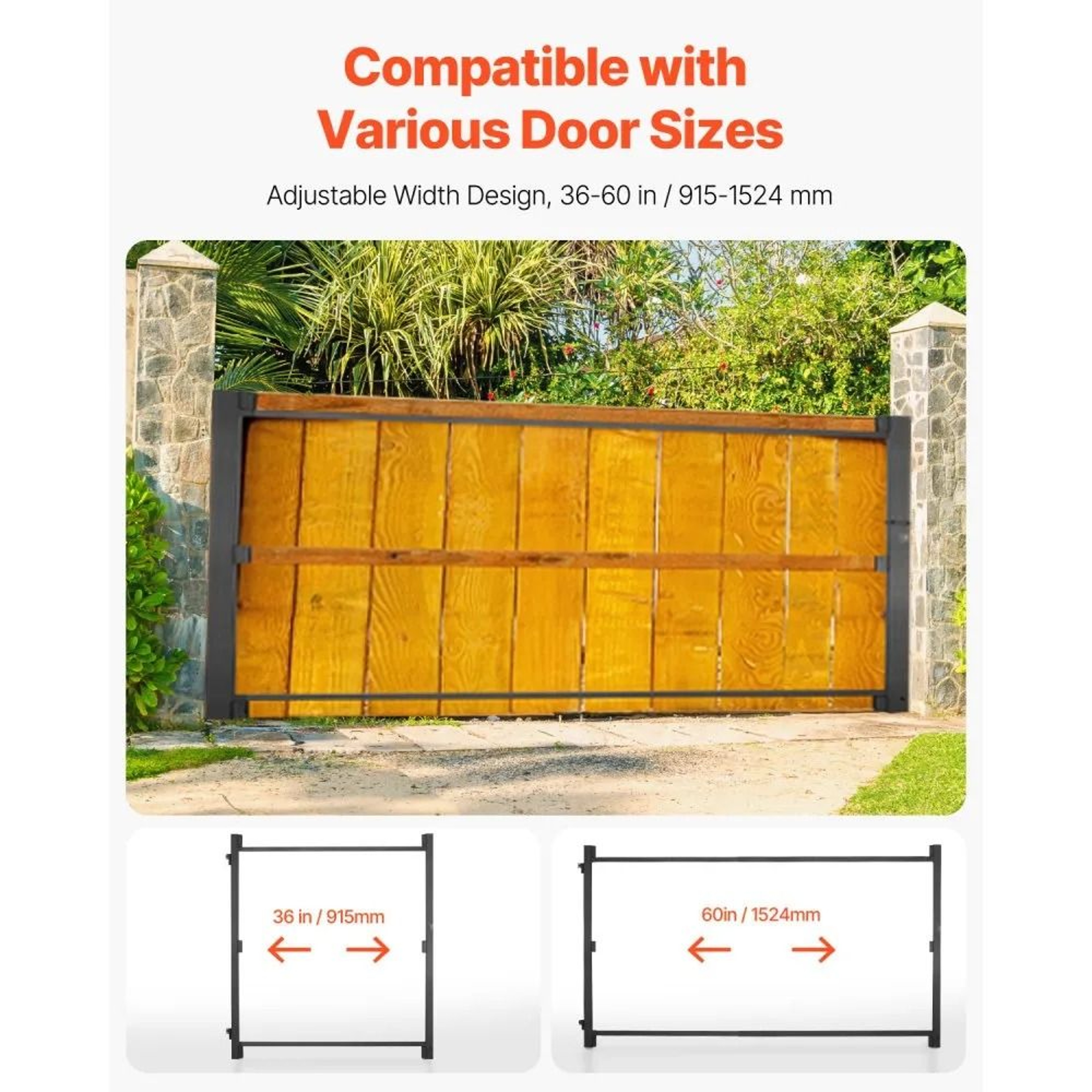 Adjustable Gate Building Kit With AntiSag Iron Frame And Latch Lock For 3660 Inch Gates 3