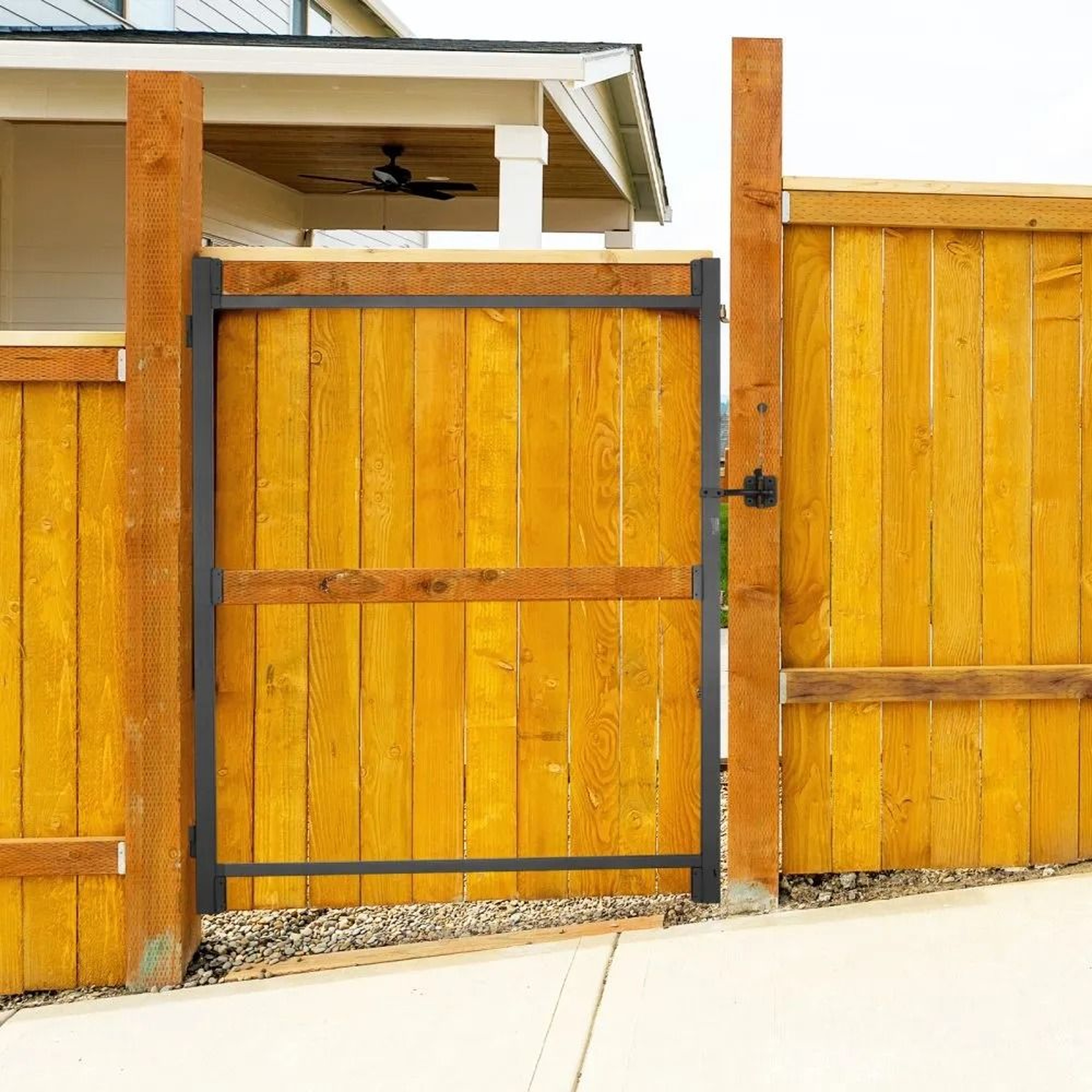Adjustable Gate Building Kit With AntiSag Iron Frame And Latch Lock For 3660 Inch Gates 6