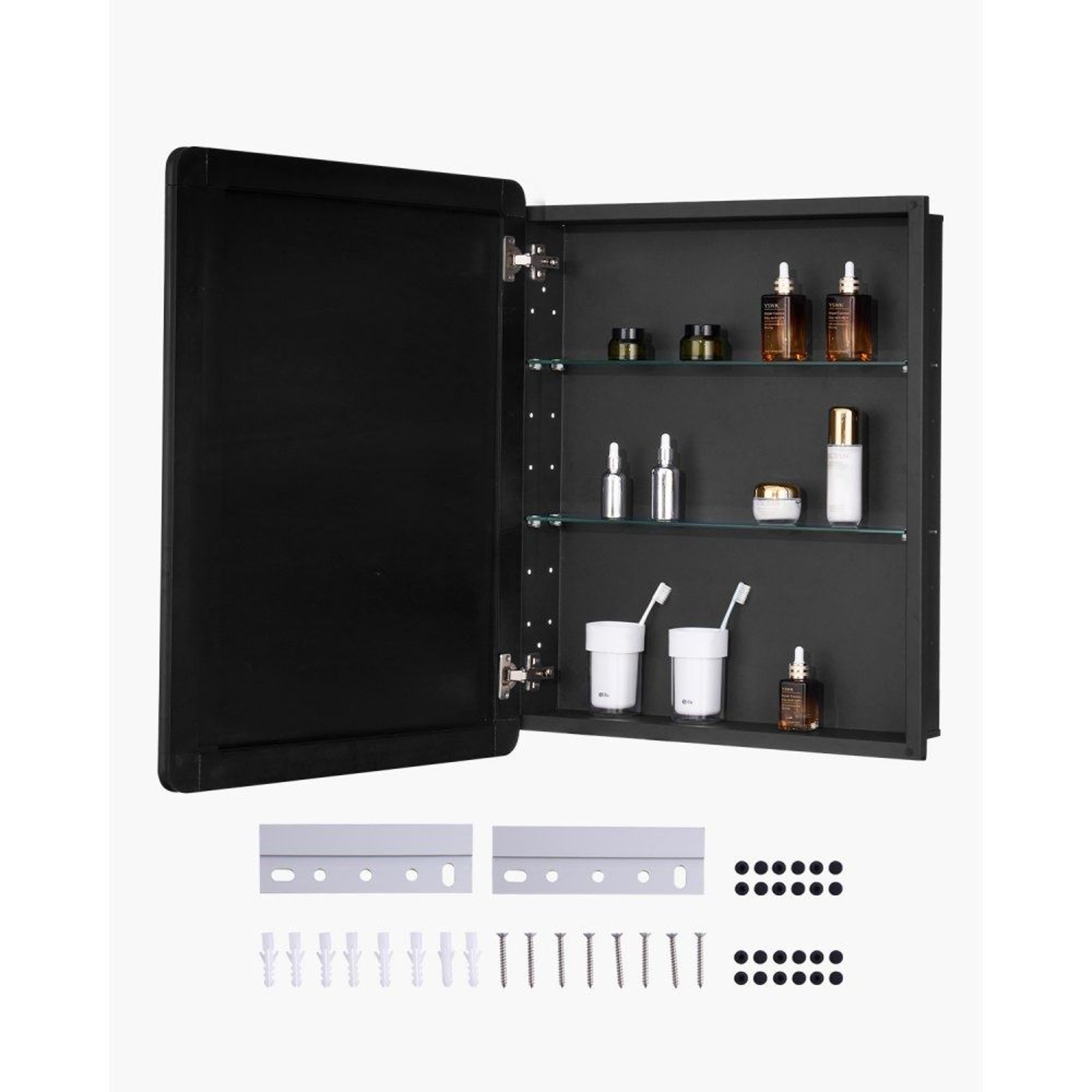 Bathroom Medicine Cabinet With Mirror 24 X 30 Inch And Adjustable Glass Shelves 0
