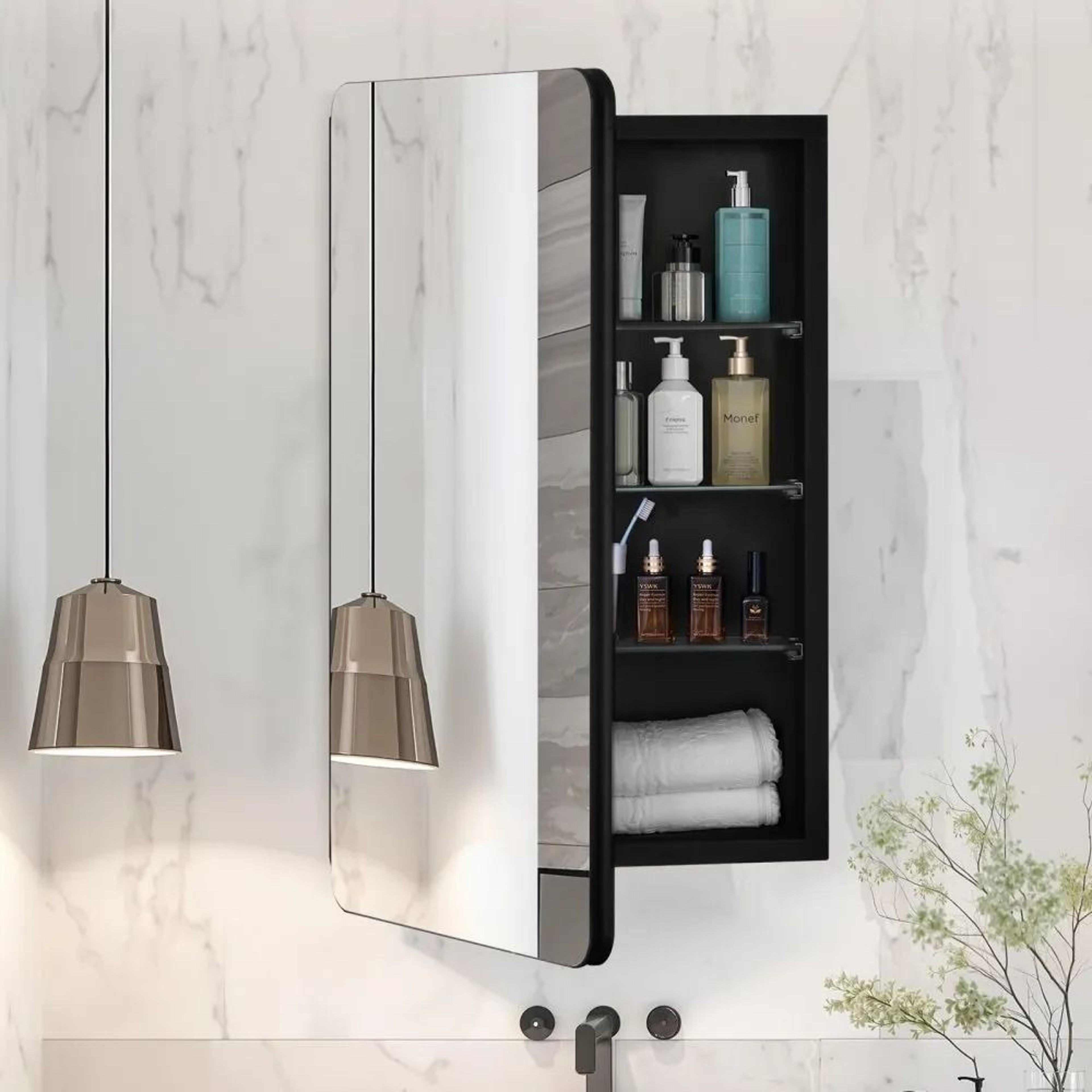 Bathroom Medicine Cabinet With Mirror 16 X 24 Inch And Adjustable Glass Shelves 5