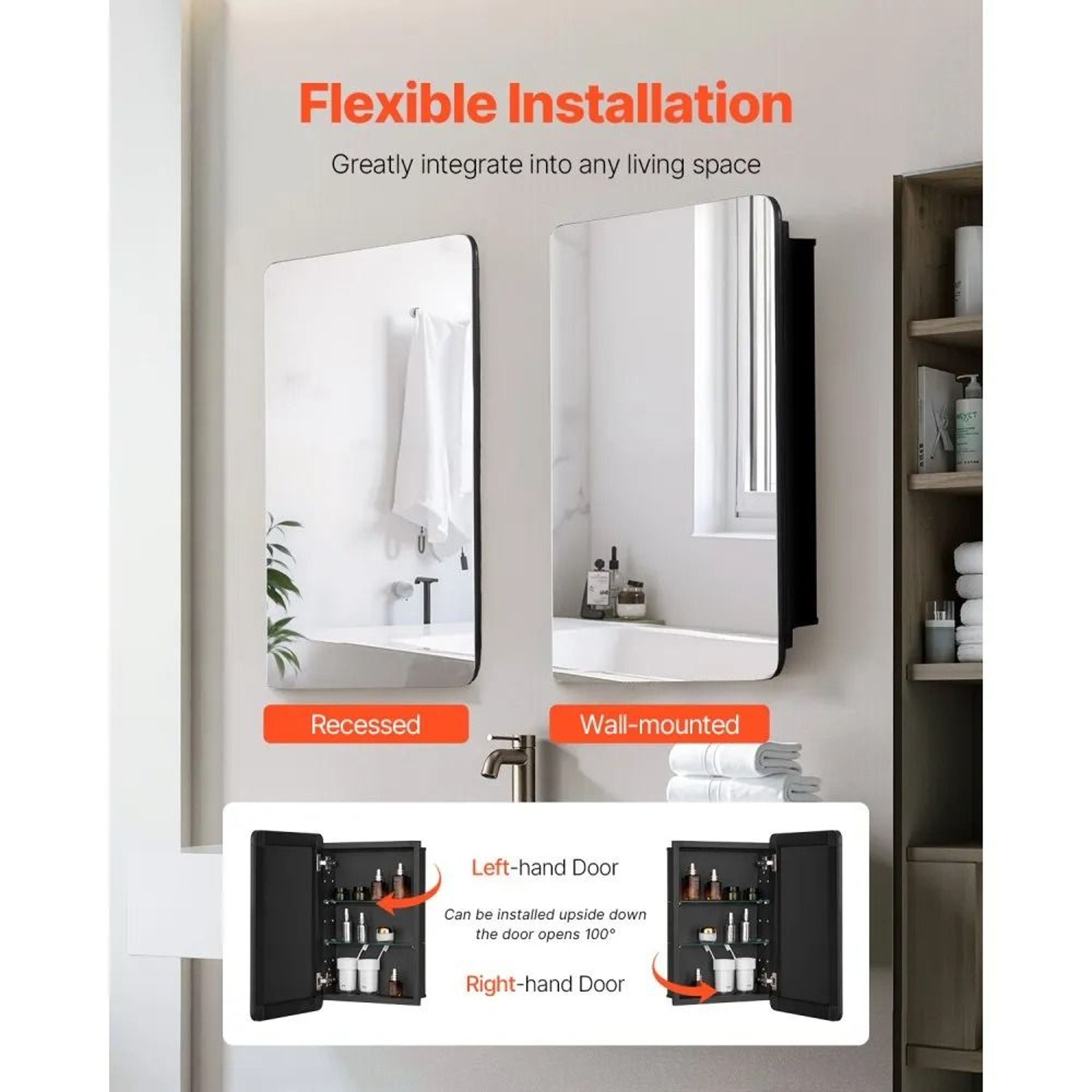 Bathroom Medicine Cabinet With Mirror 16 X 24 Inch And Adjustable Glass Shelves 2