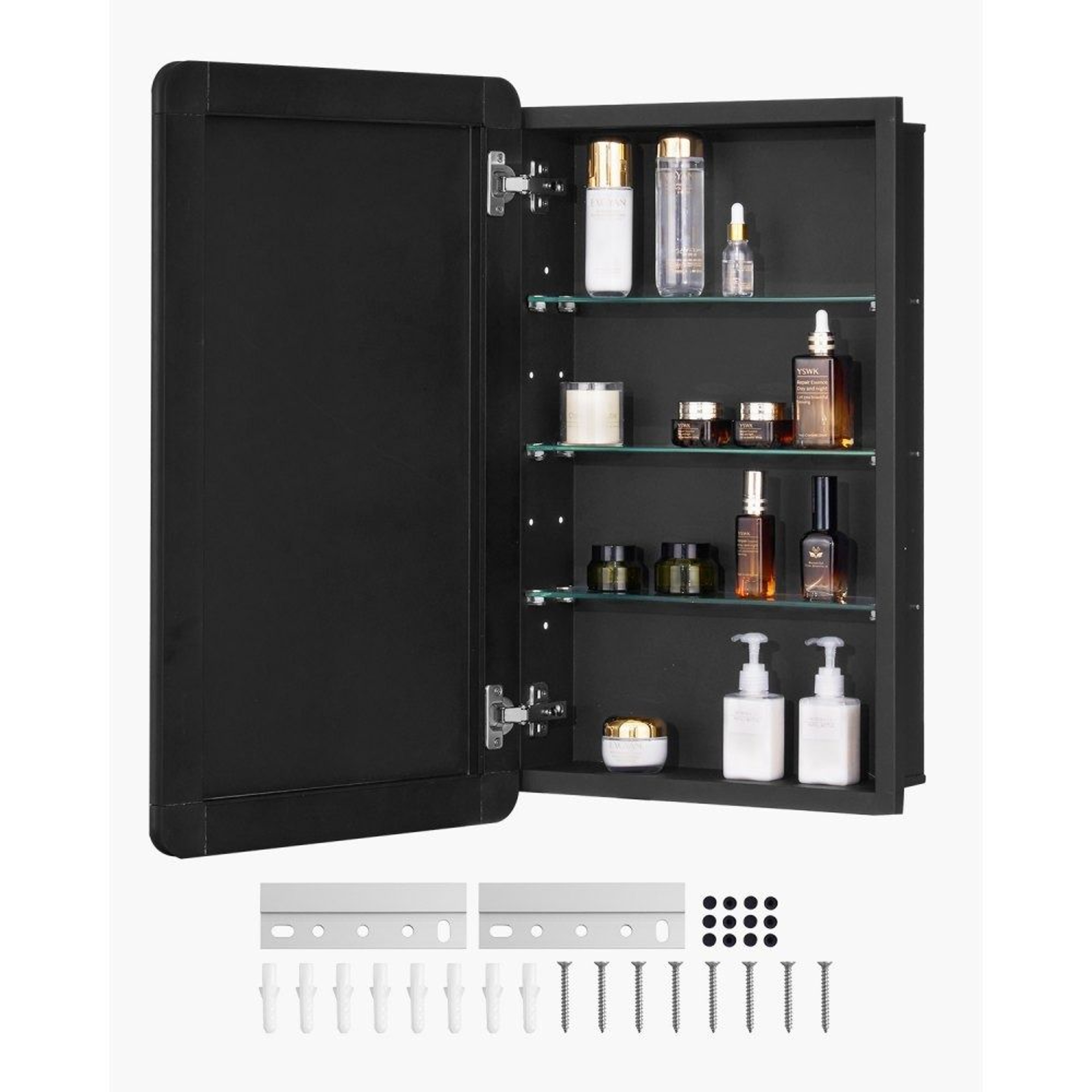 Medicine Cabinet With Mirror 165 X 275 Inch With 3 Adjustable Glass Shelves 0