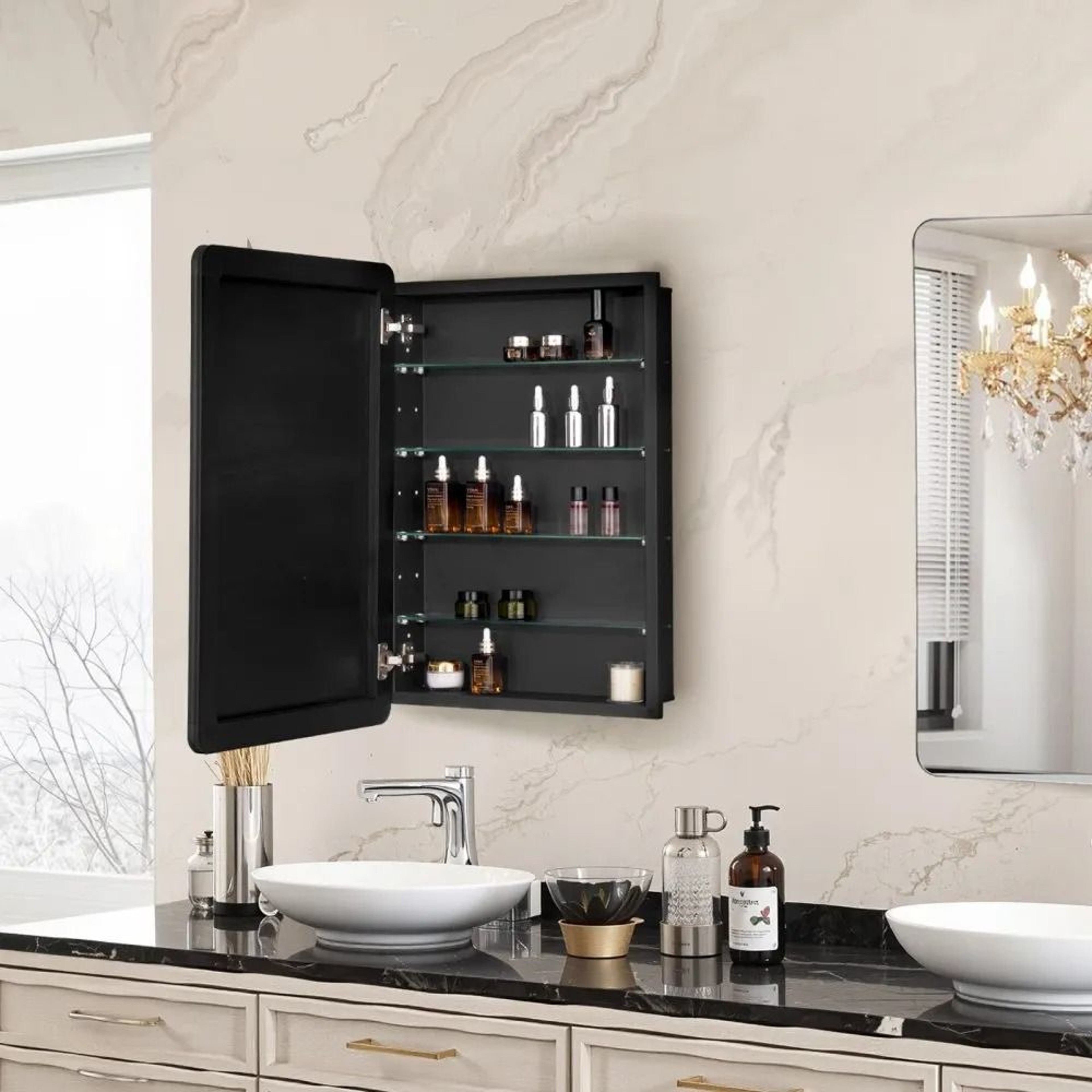 20 X 30 Inch Bathroom Medicine Cabinet With Mirror And 4 Adjustable Glass Shelves 6