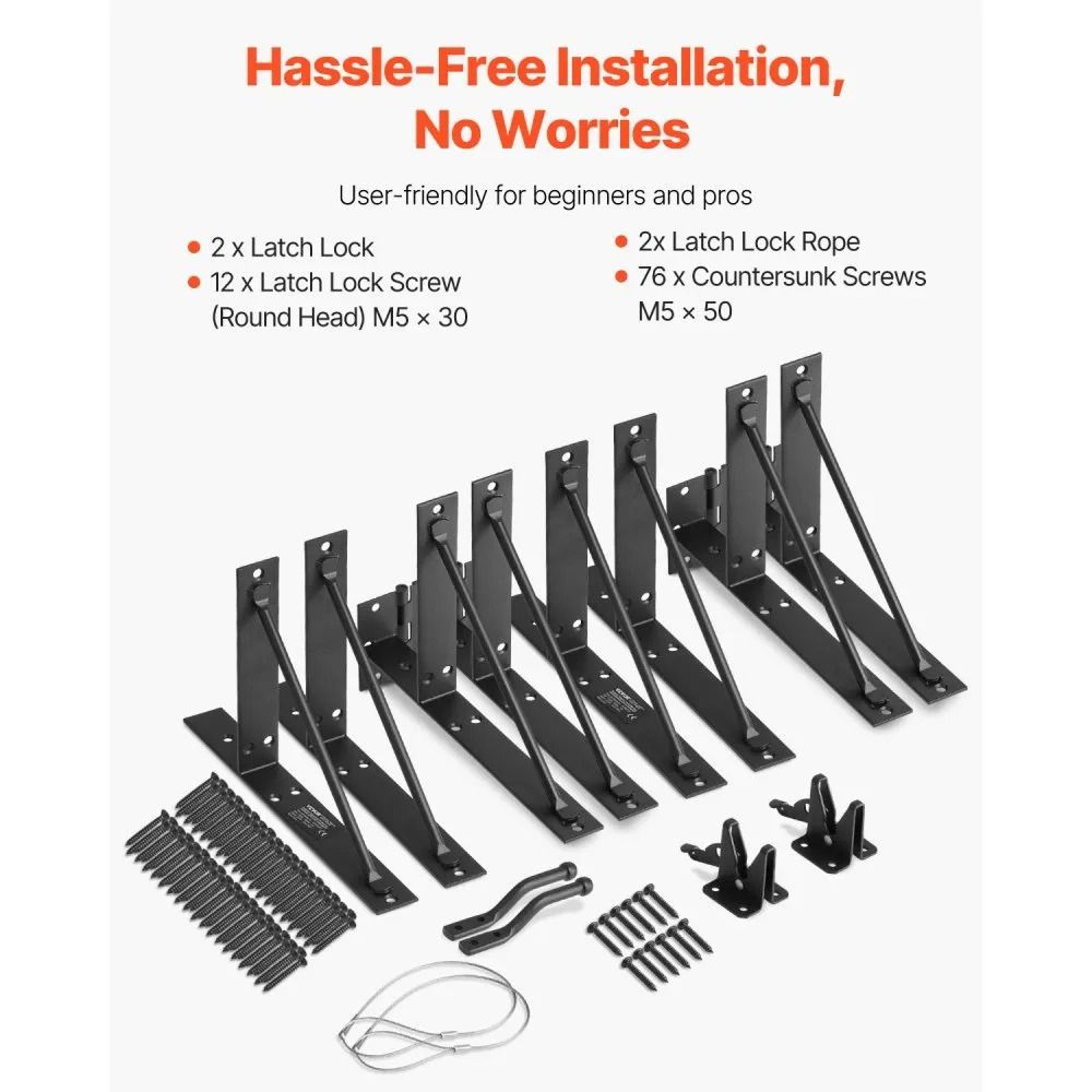Anti Sag Gate Corner Brace Bracket Kit With Hinges And Latch Lock 2 Sets 3