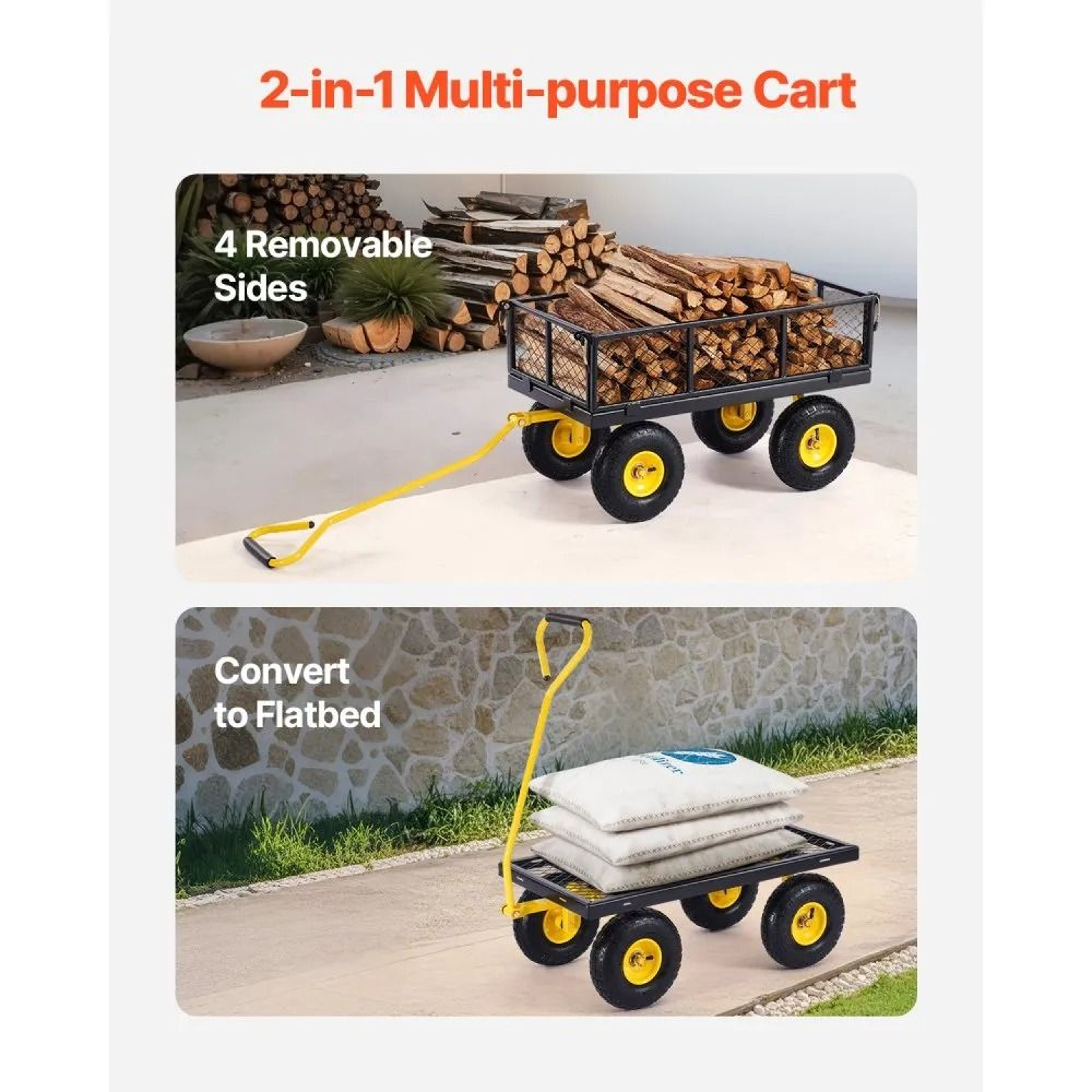 Heavy Duty Steel Garden Cart With 500 Lb Capacity And Removable Mesh Sides 5