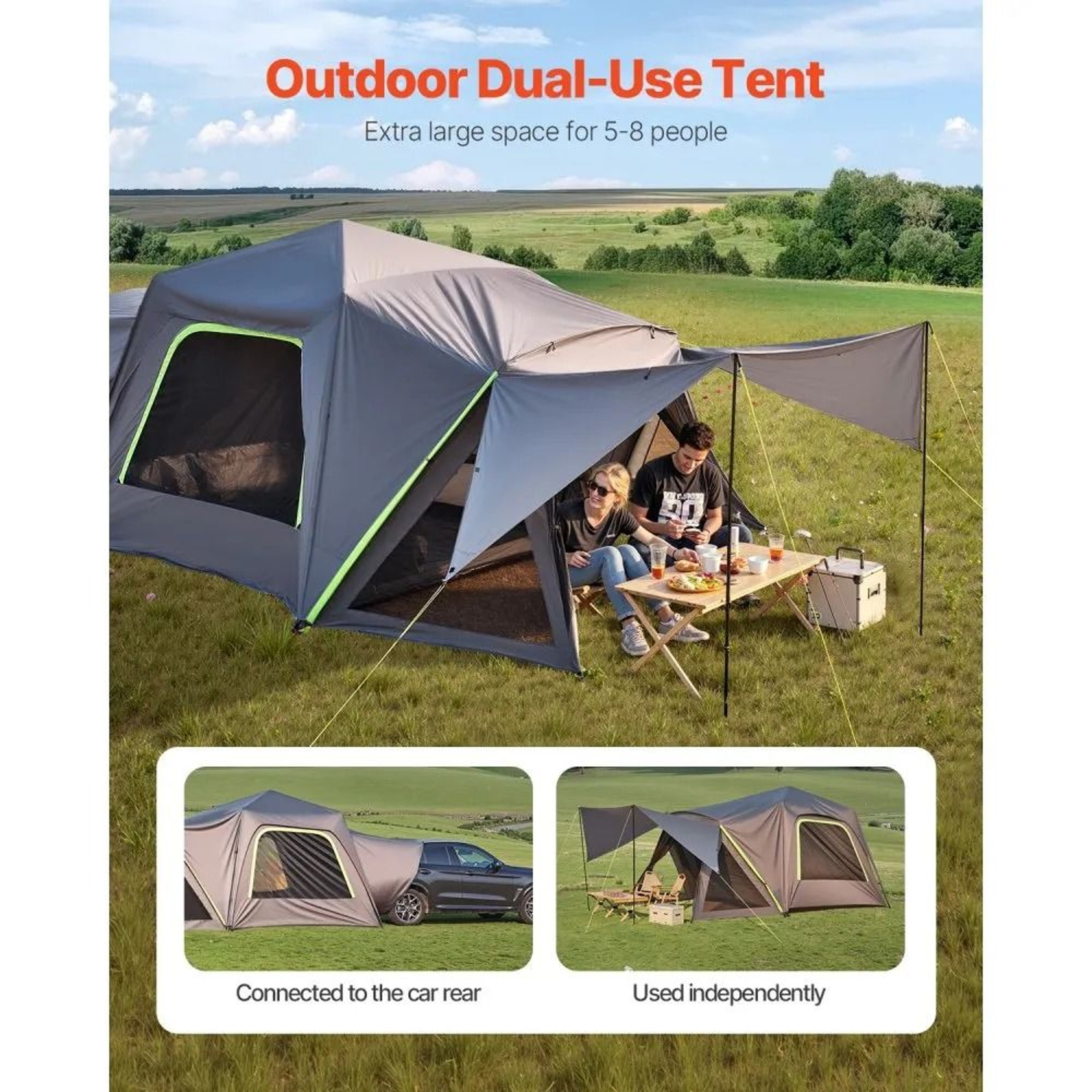 SUV Camping Tent For 58 People With Waterproof Rainfly And Shade Awning 1