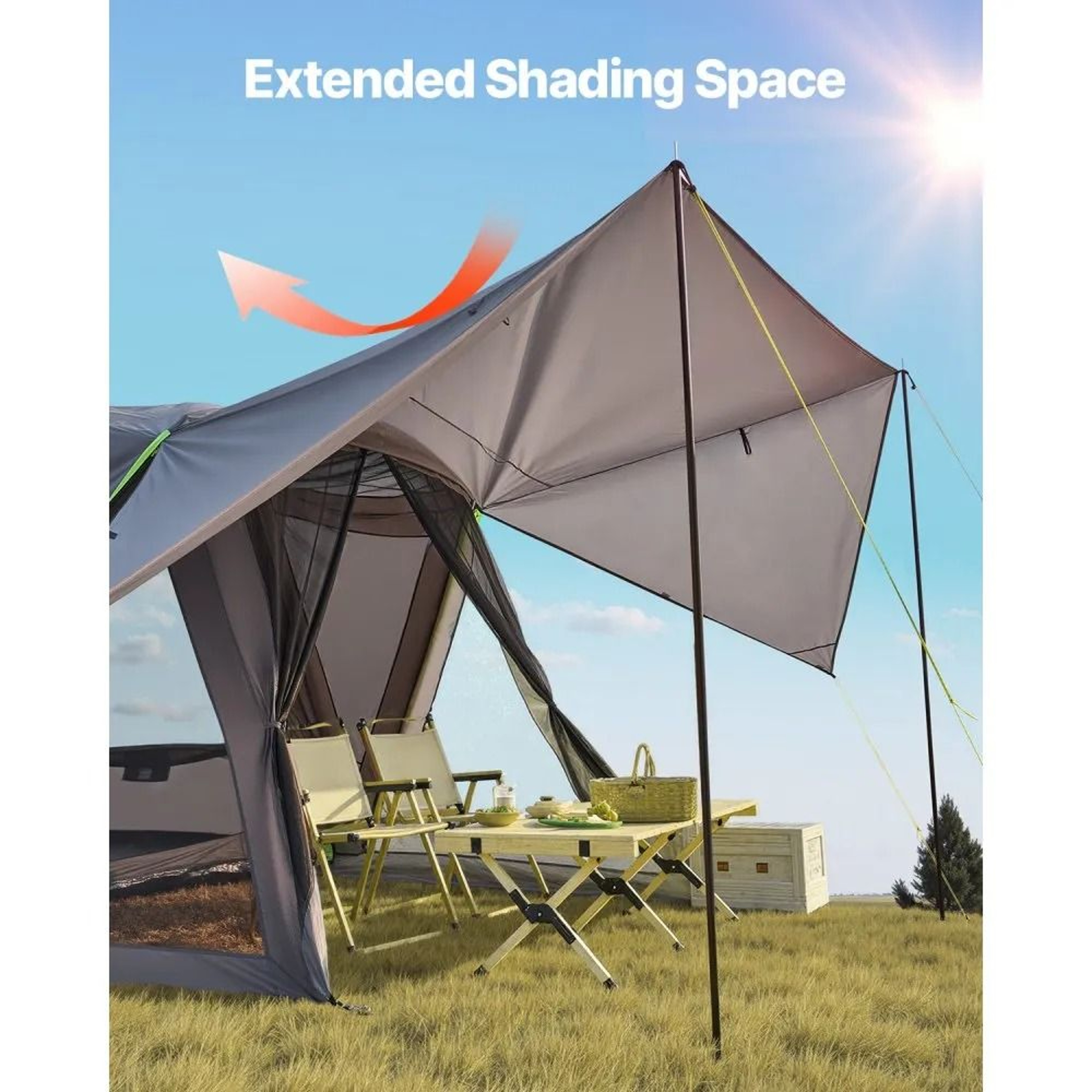 SUV Camping Tent For 58 People With Waterproof Rainfly And Shade Awning 3