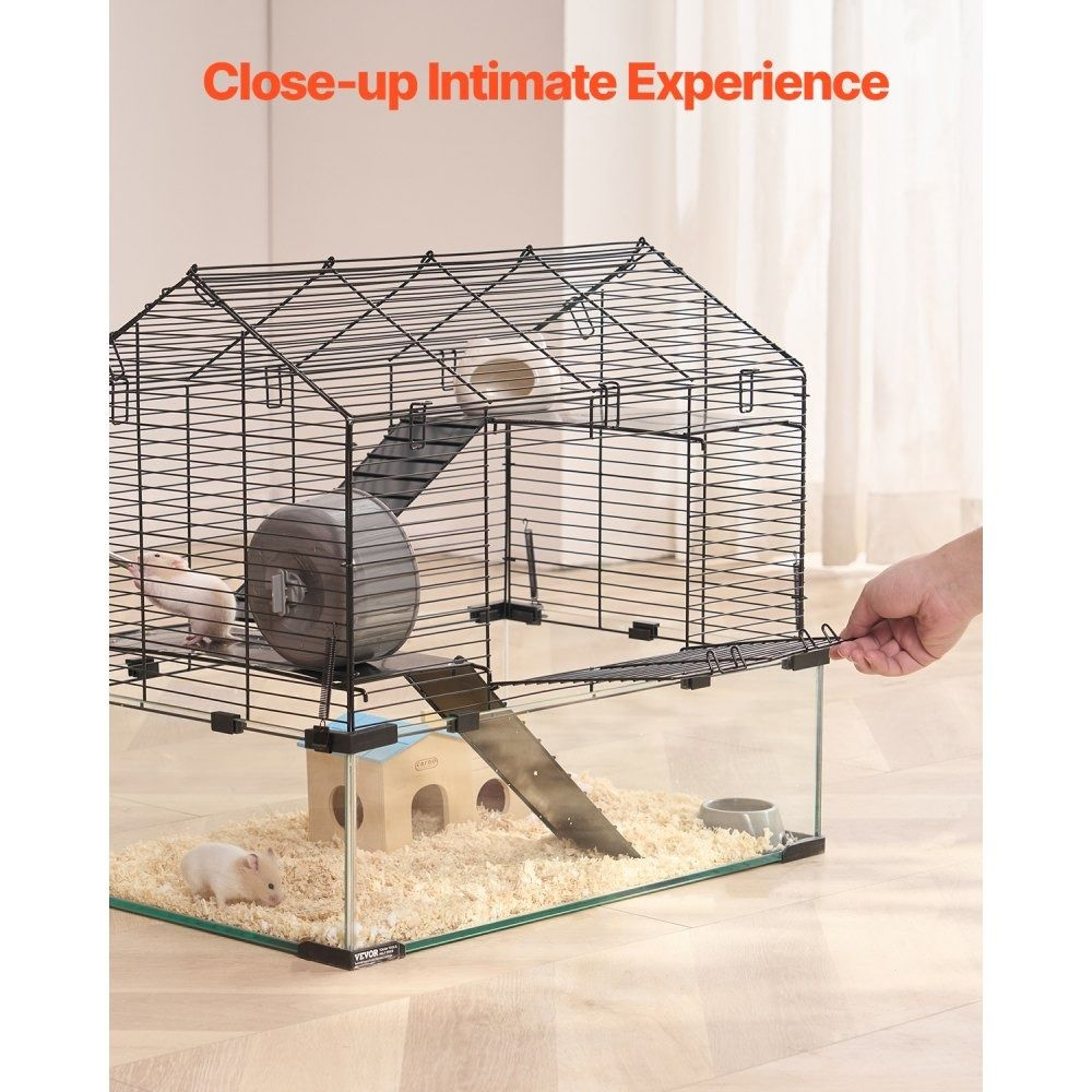 Hamster Cage With 360 Transparent Viewing And Ventilated Metal Mesh Design 1