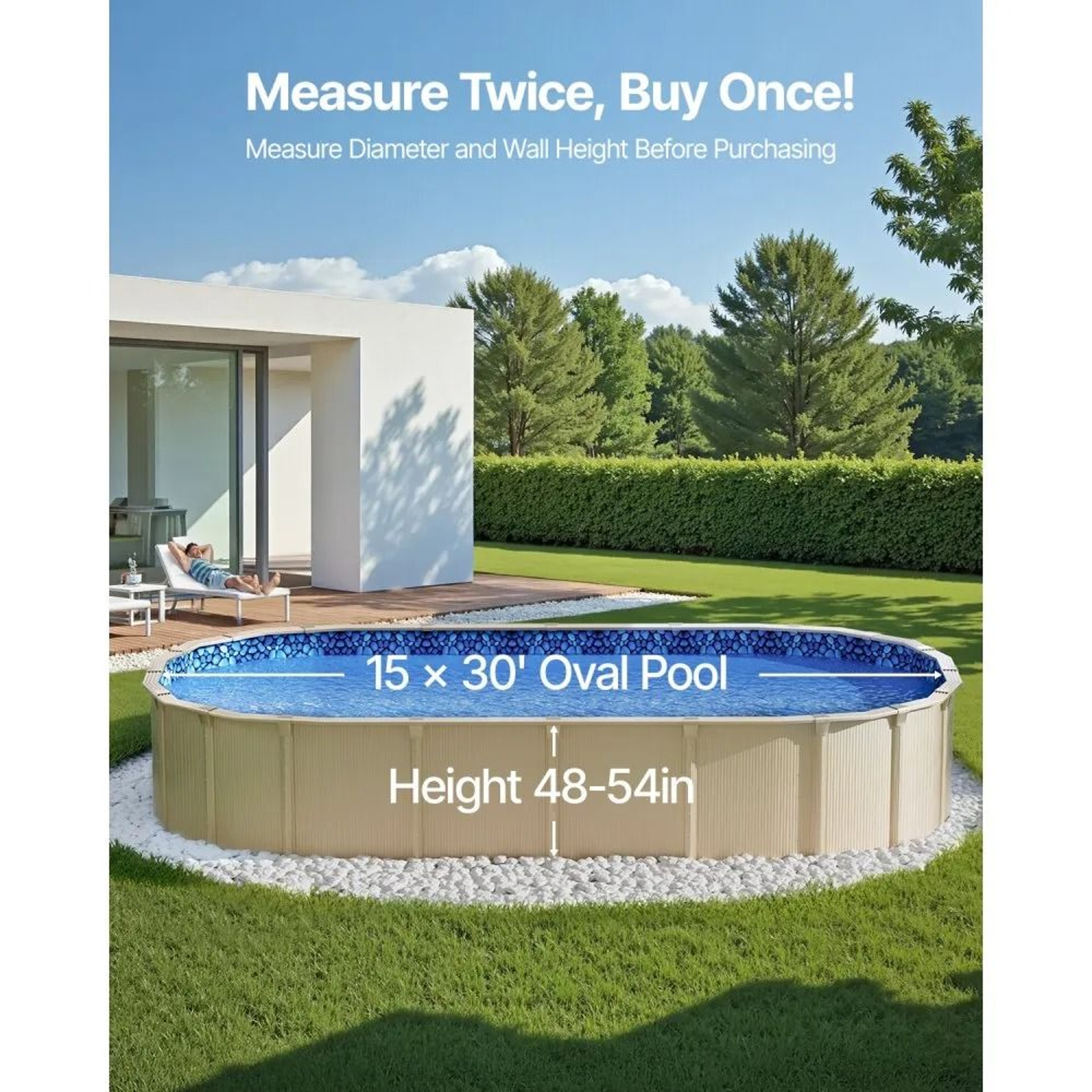 15 X 30 Ft Oval Above Ground Pool Liner With Overlap Design And Durable Vinyl 4