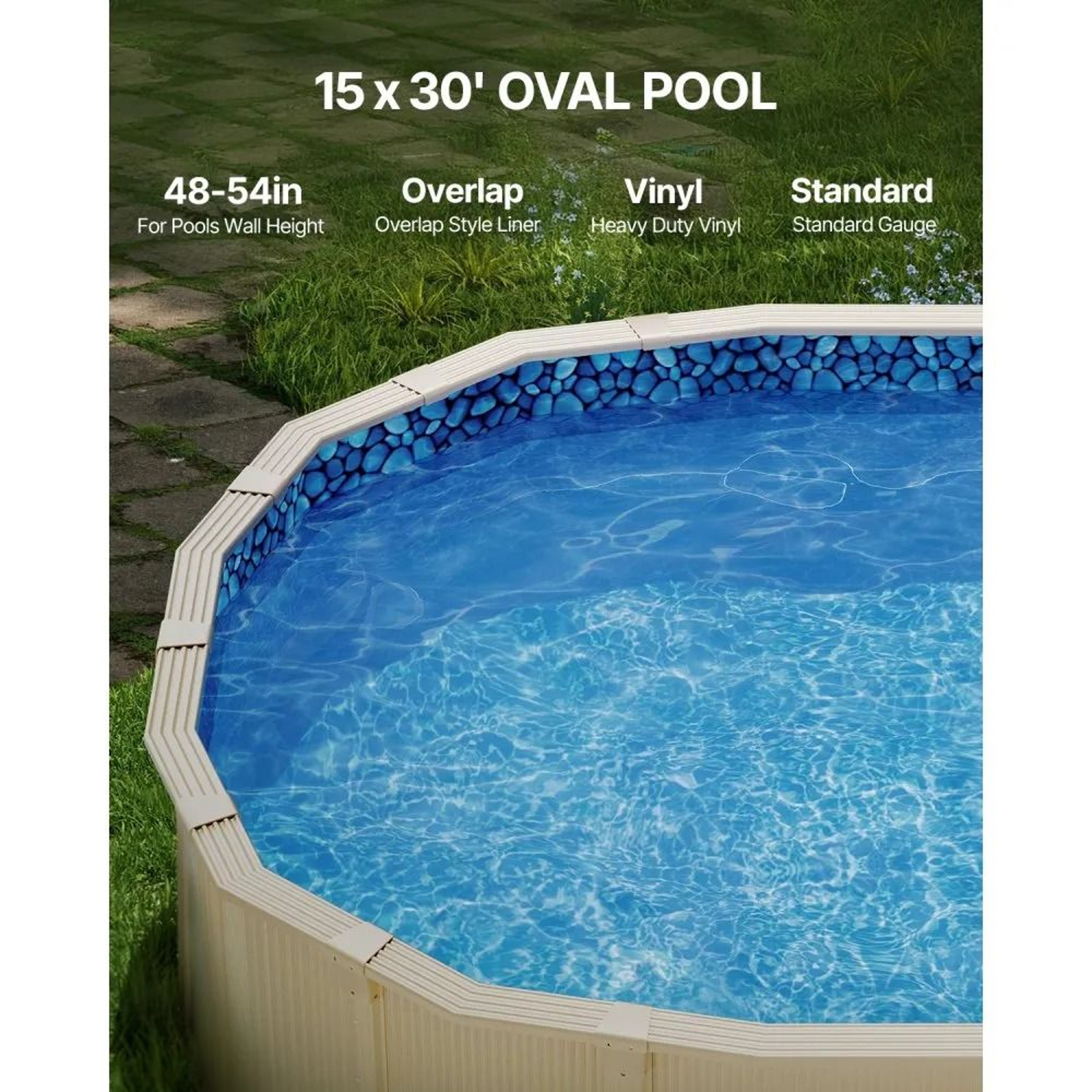15 X 30 Ft Oval Above Ground Pool Liner With Overlap Design And Durable Vinyl 5