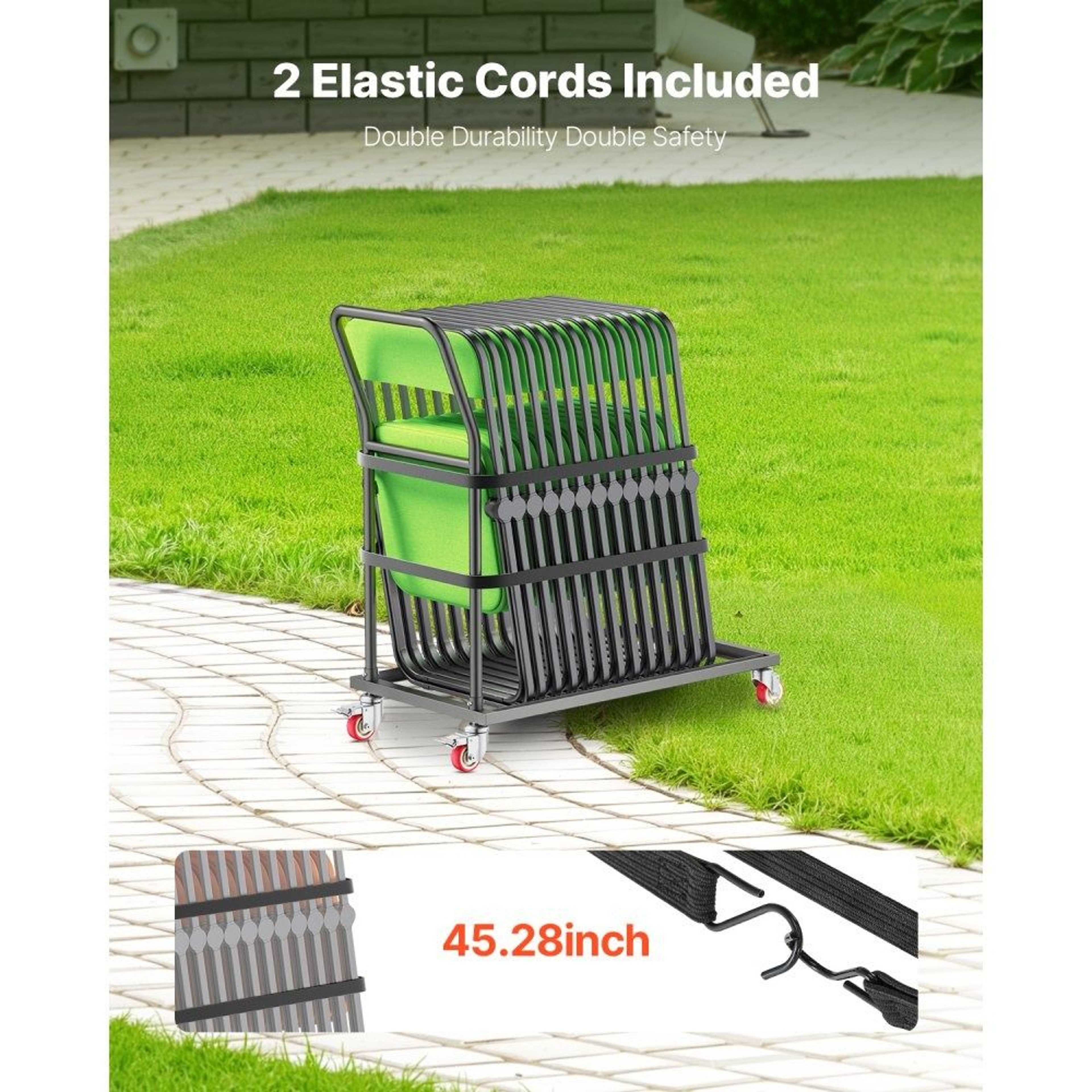 Folding Chair Storage Rack With Wheels 300 Lb Capacity For Up To 25 Chairs 2