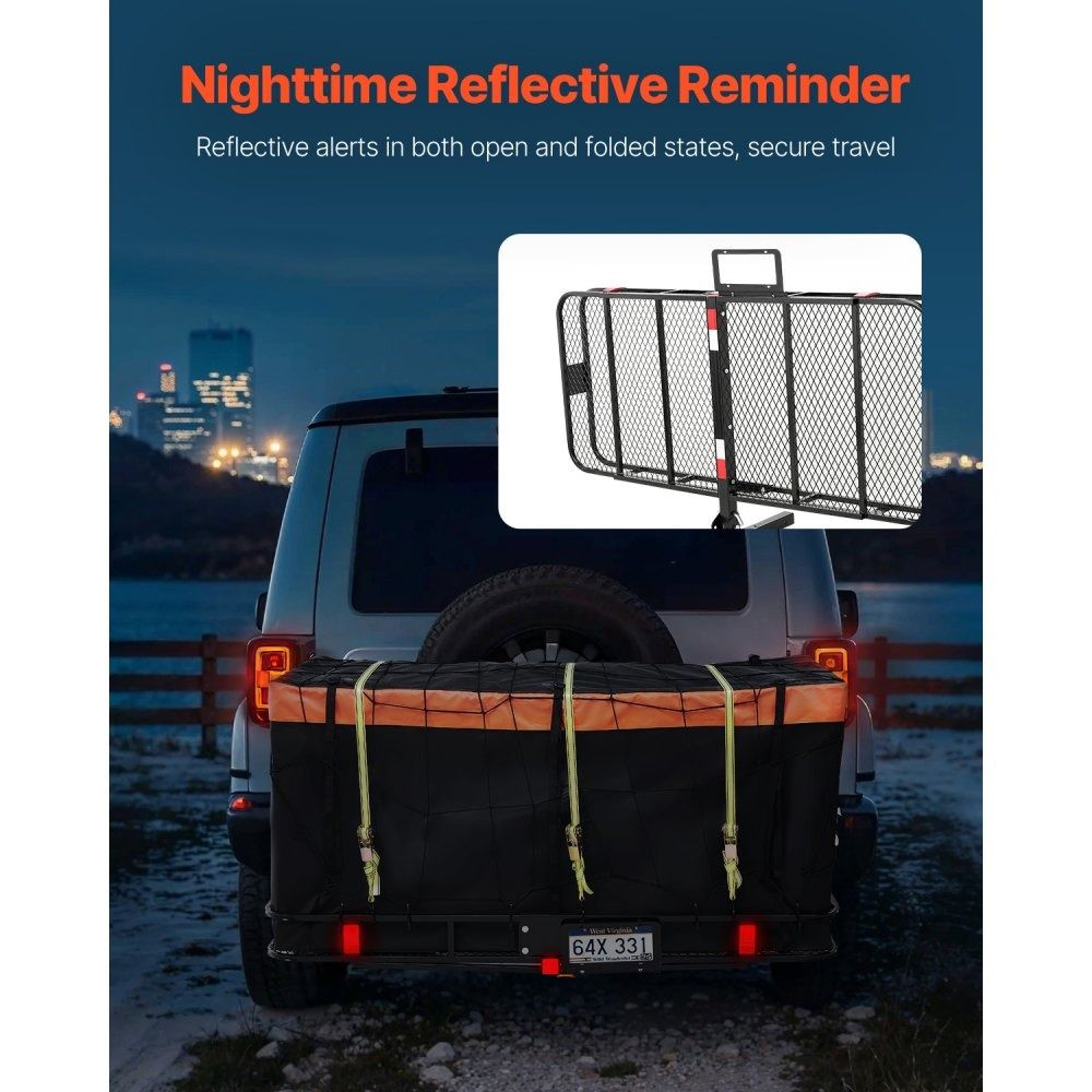 Folding Hitch Cargo Carrier With 500 Lb Capacity And Waterproof Cargo Bag 1