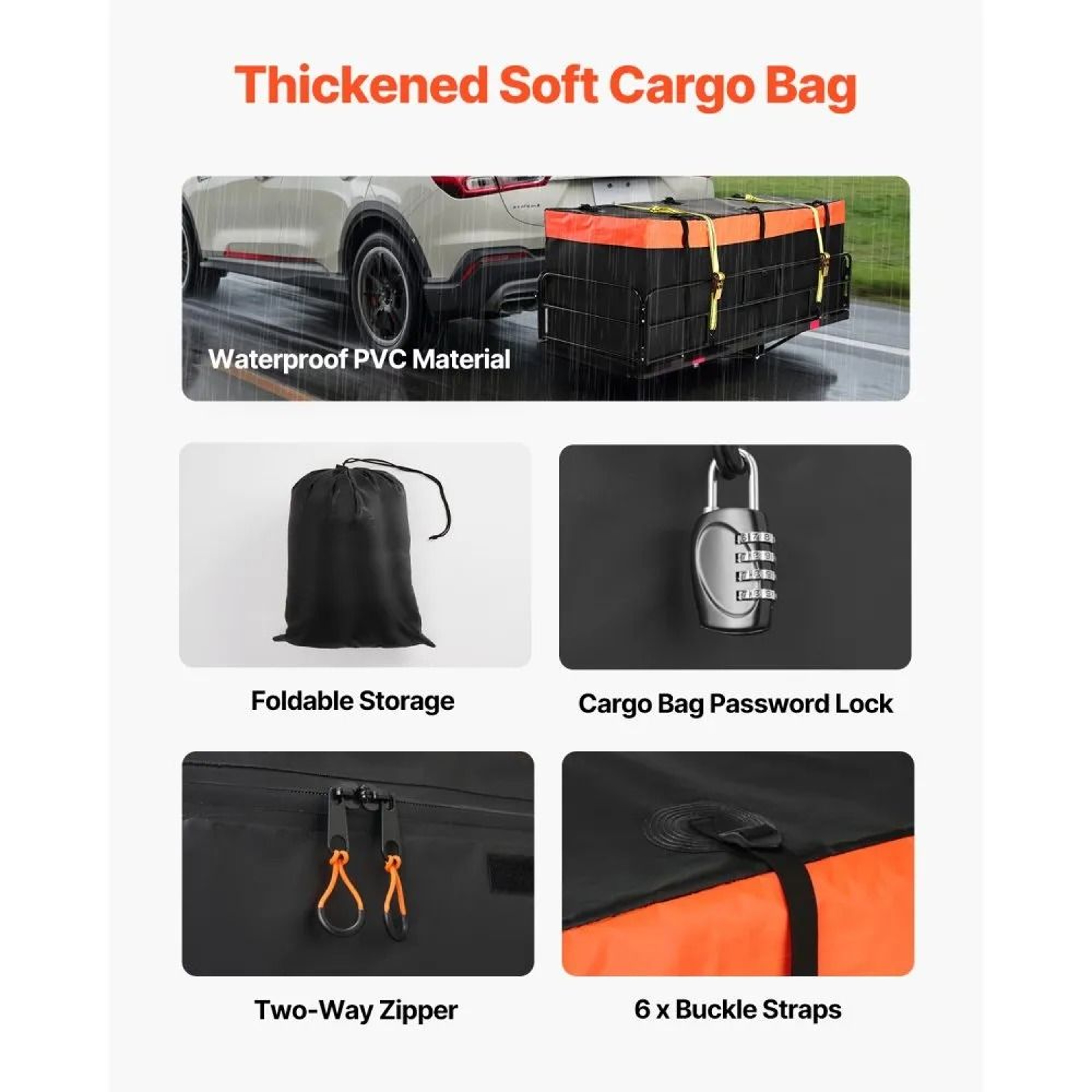 Hitch Cargo Carrier 60 X 24 Inch Folding 500 Lb Capacity With Waterproof Cargo Bag 4