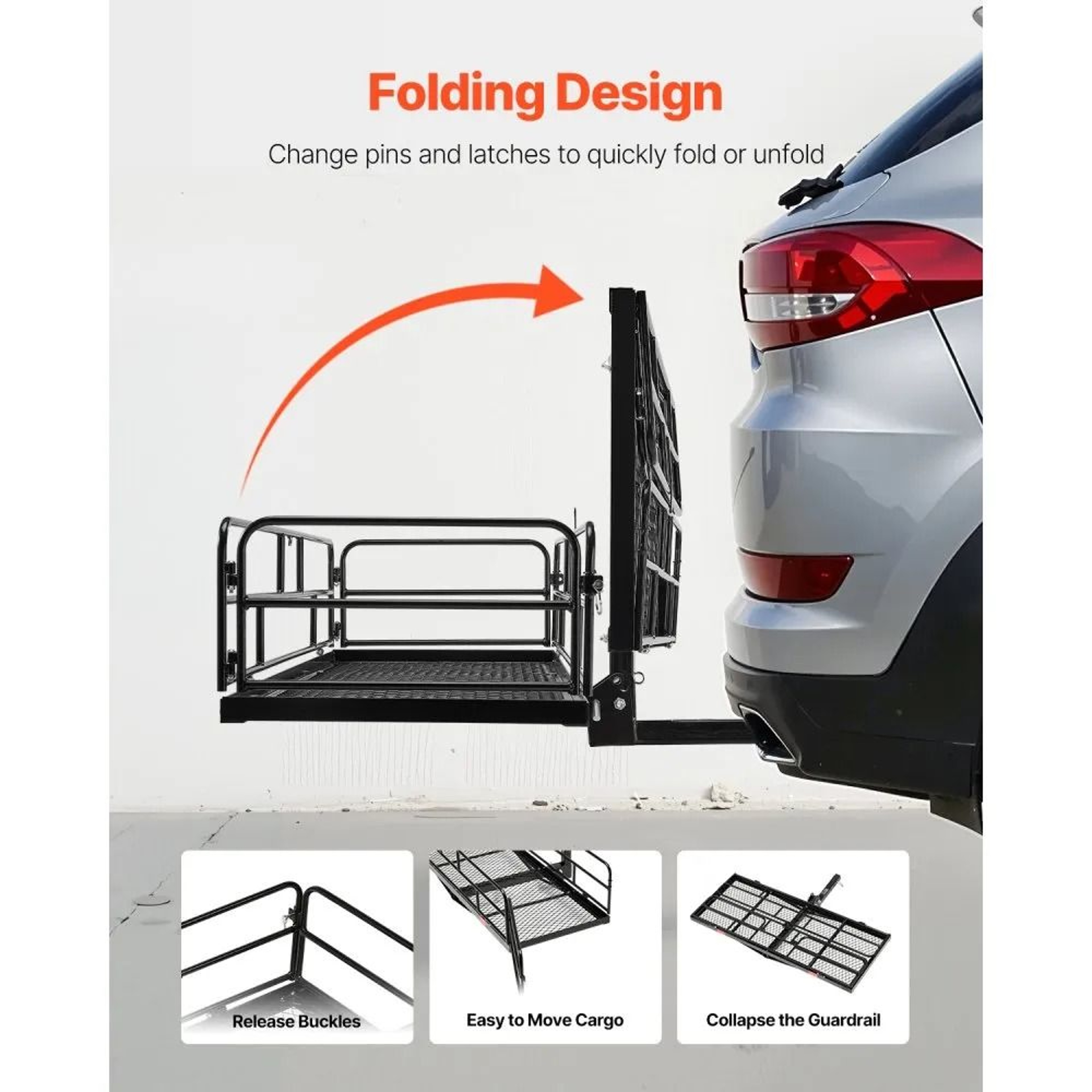 Hitch Cargo Carrier 60 X 24 Inch Folding 500 Lb Capacity With Waterproof Cargo Bag 3