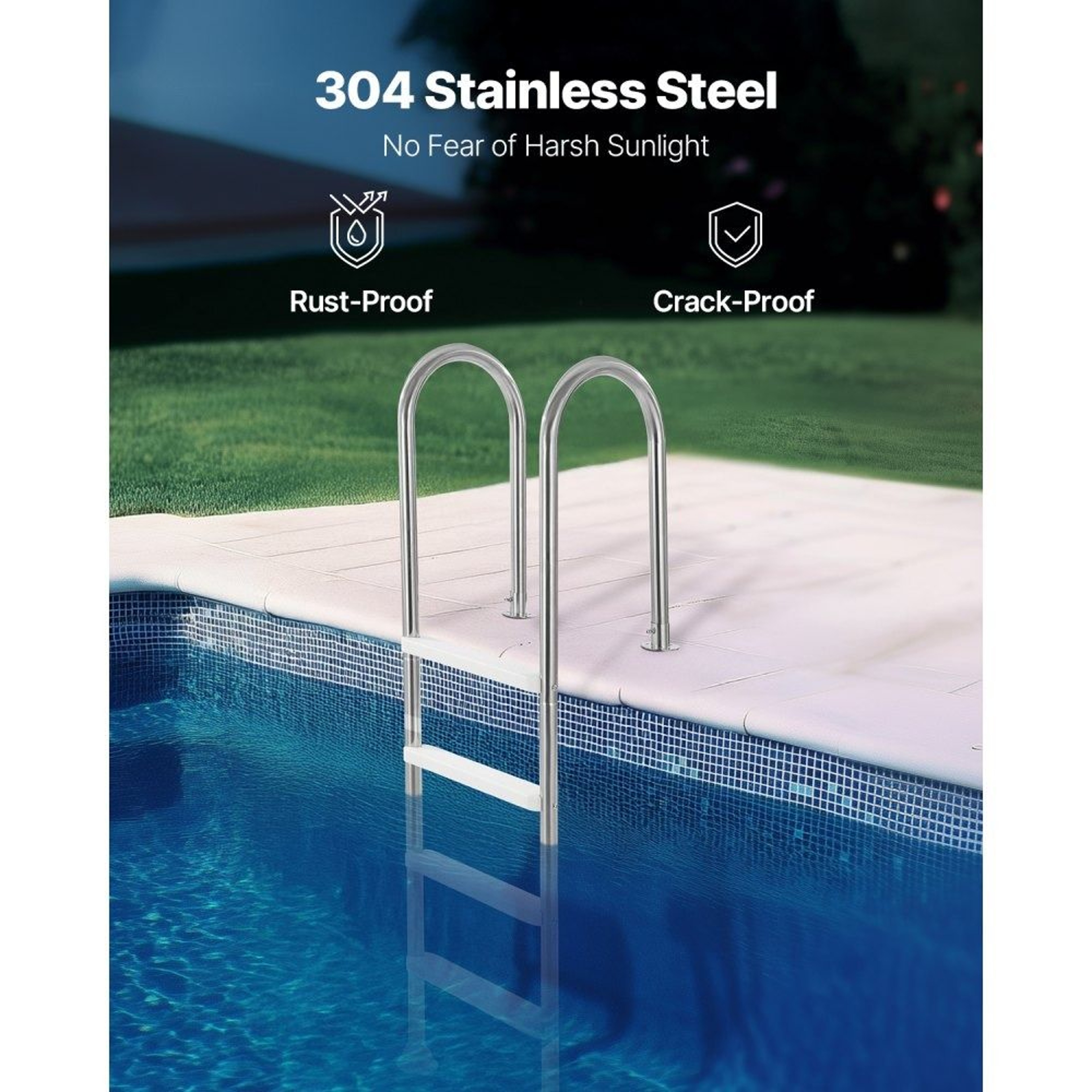 Swimming Pool Ladder With 4 NonSlip Steps And Double Stainless Steel Handrails 3