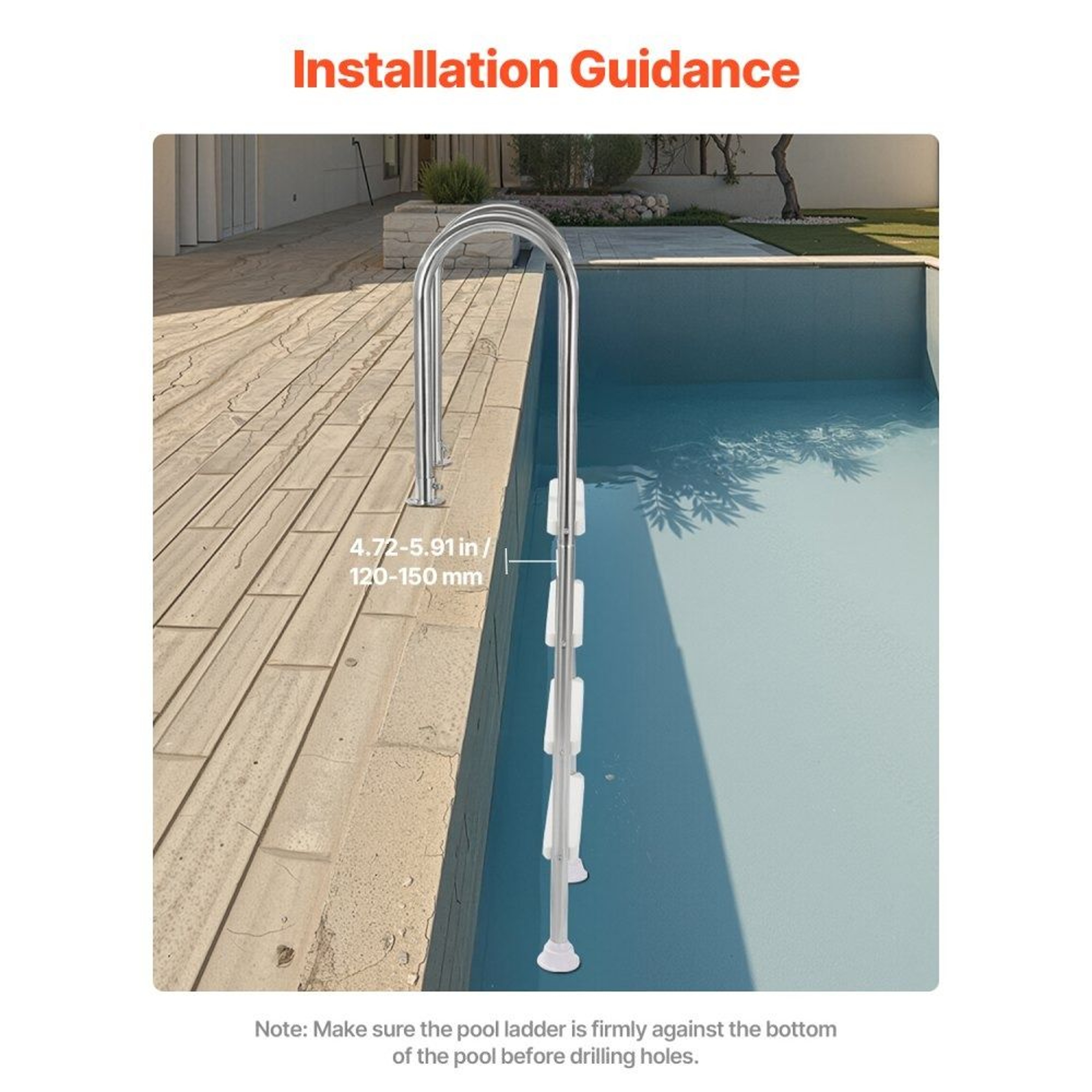 Swimming Pool Ladder With 4 NonSlip Steps And Double Stainless Steel Handrails 2