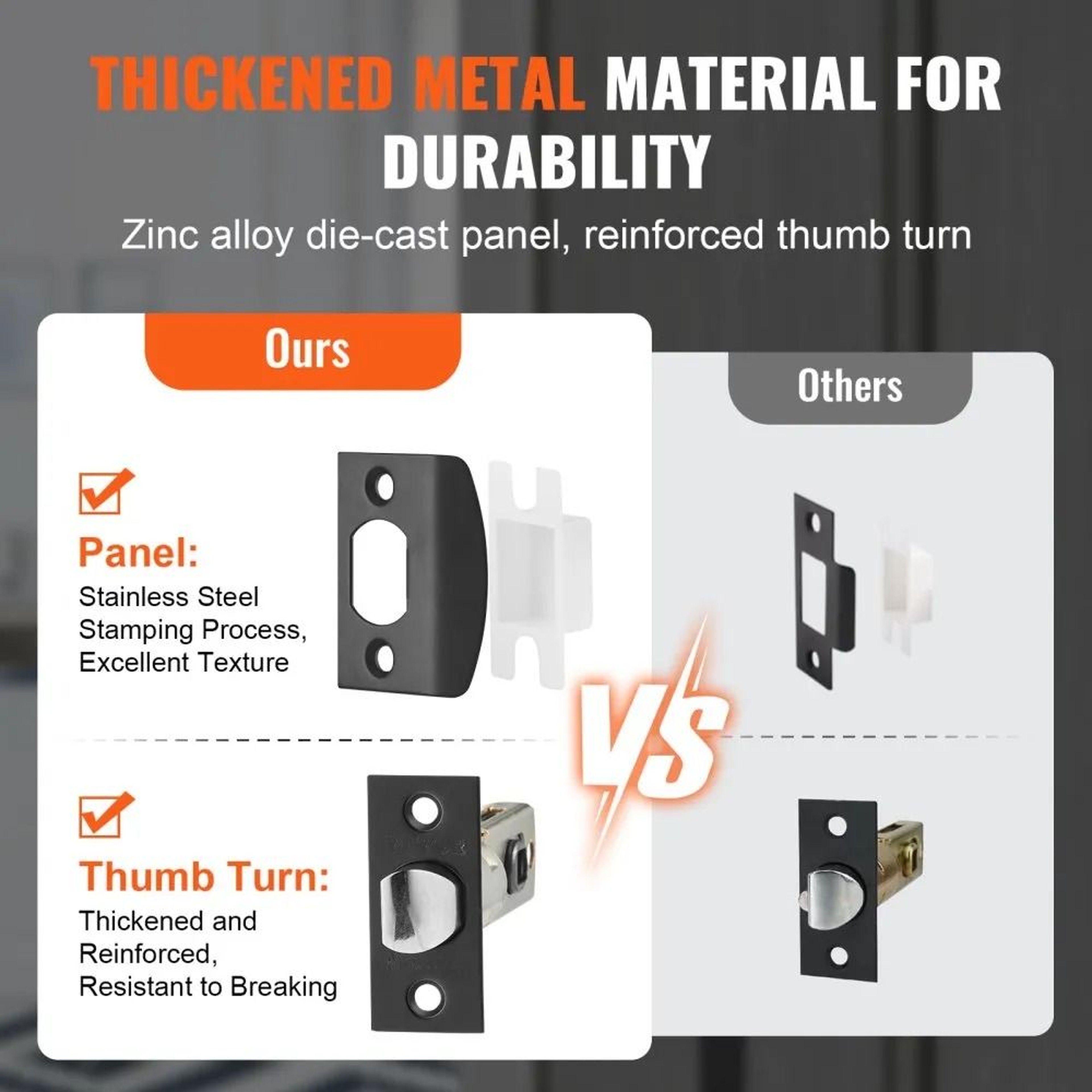 Double Door Handle Set With Reversible Square Levers And Matte Black Finish 5