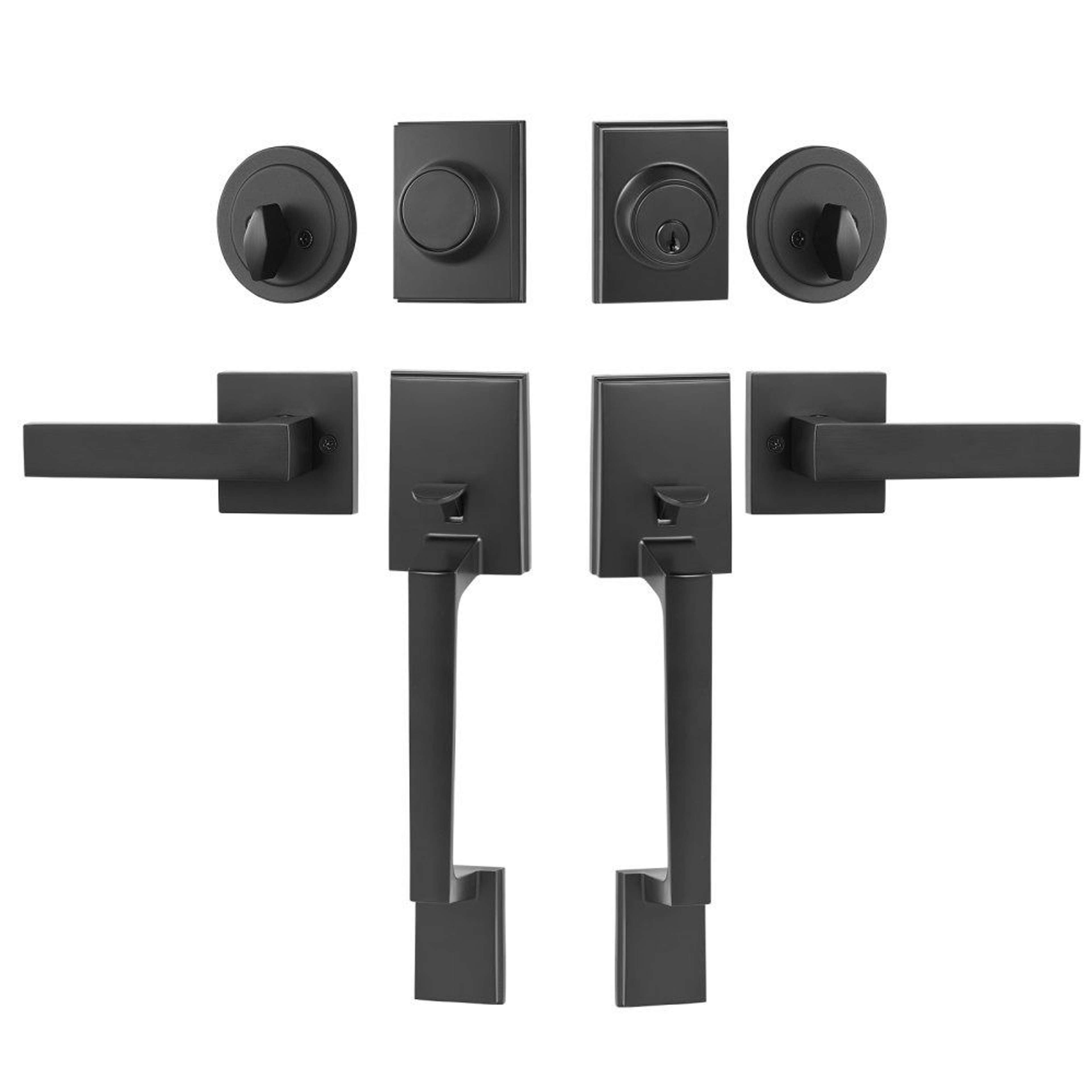 Double Door Handle Set With Reversible Square Levers And Matte Black Finish 7
