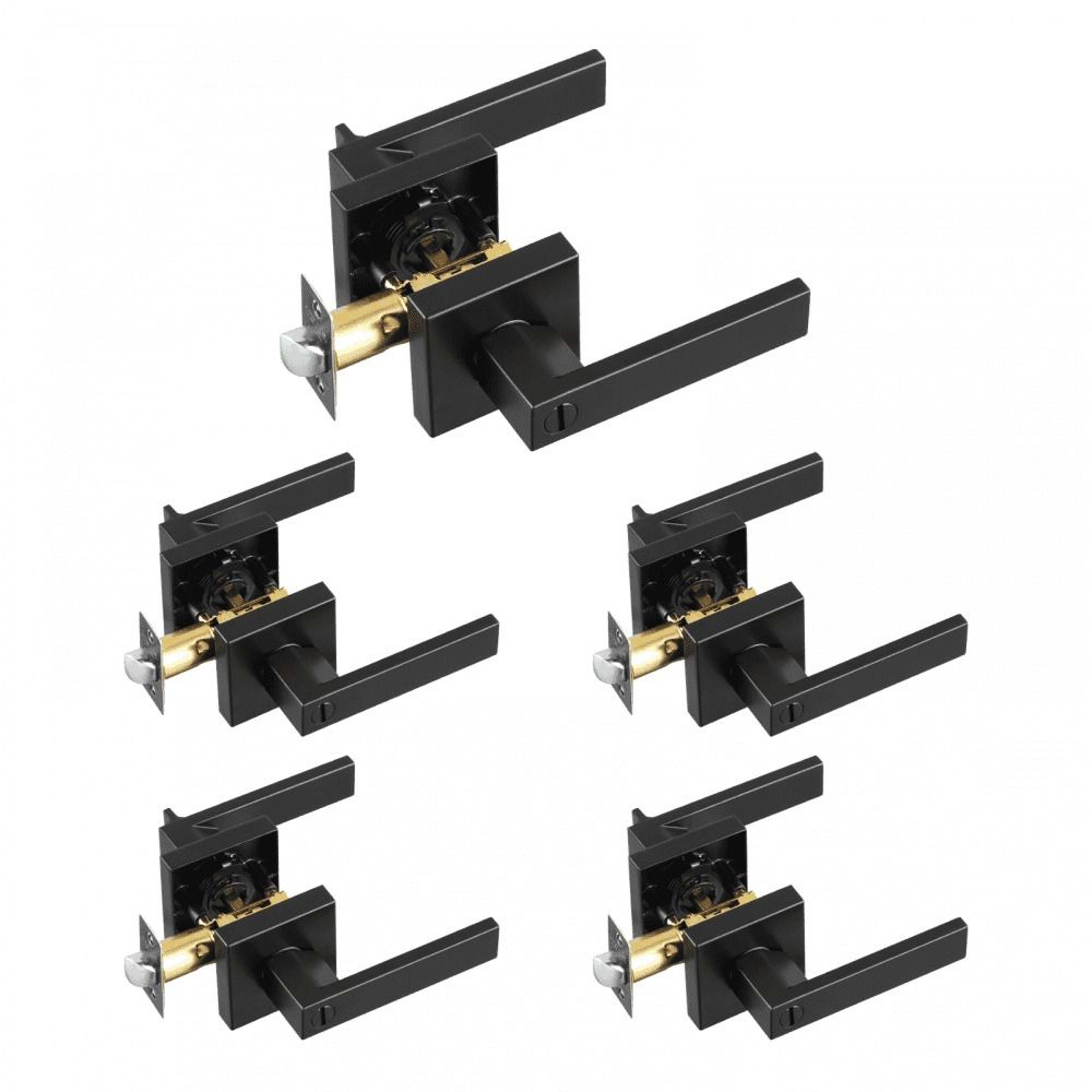 Privacy Door Handles 5Pack Matte Black Reversible Levers With Keyless Locks 0