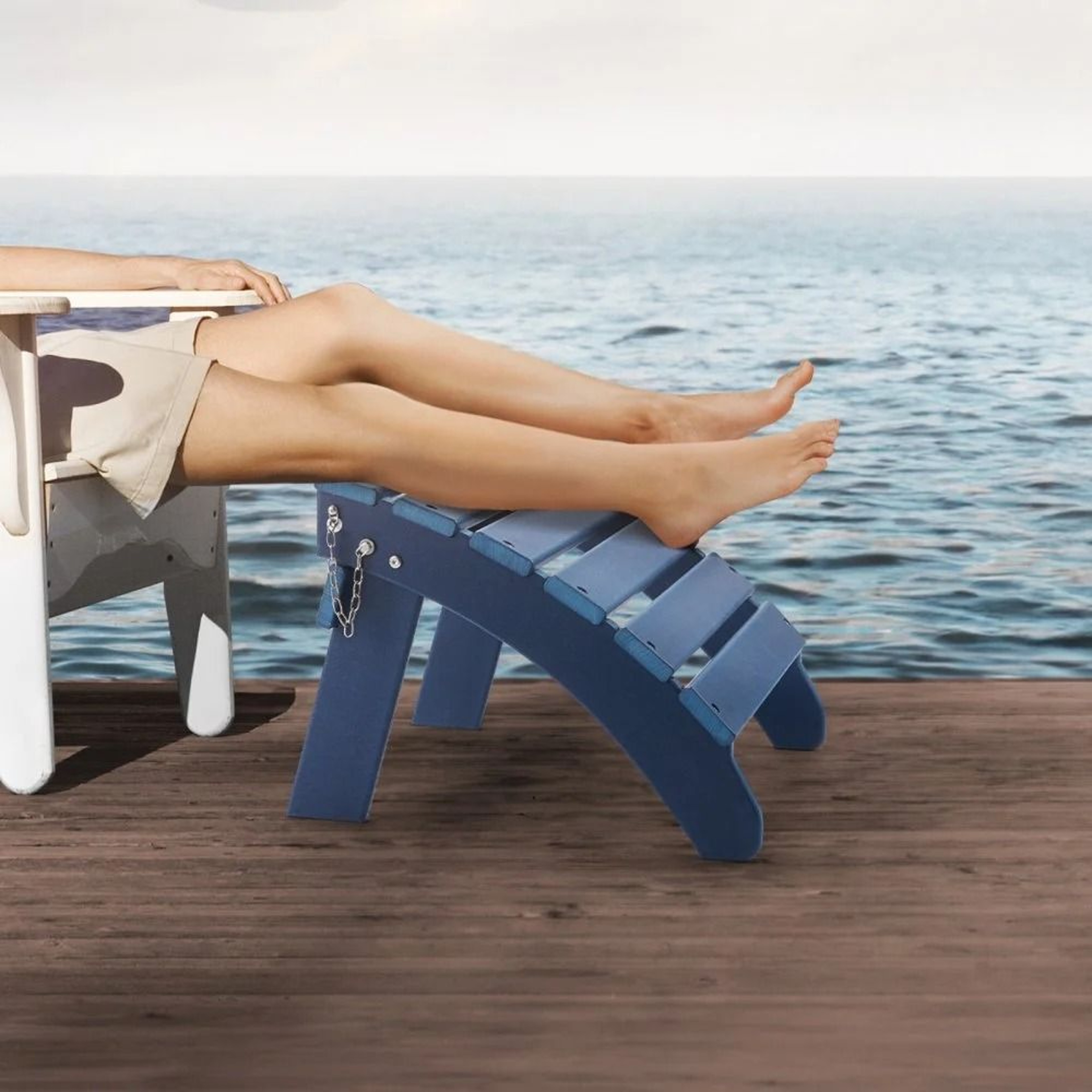 Adirondack Ottoman Set Of 2 Folding HDPE Outdoor Footrests 6
