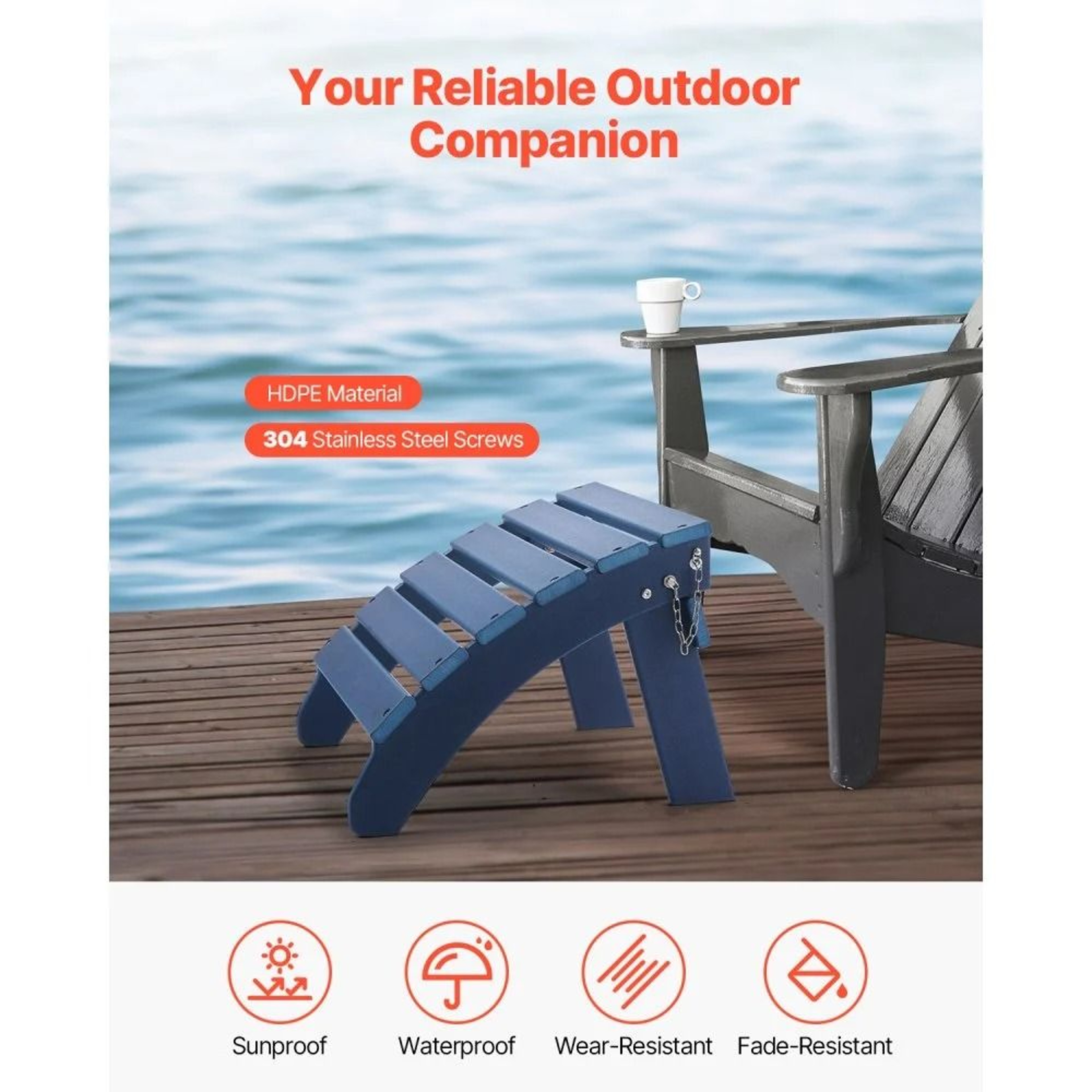 Adirondack Ottoman Set Of 2 Folding HDPE Outdoor Footrests 1
