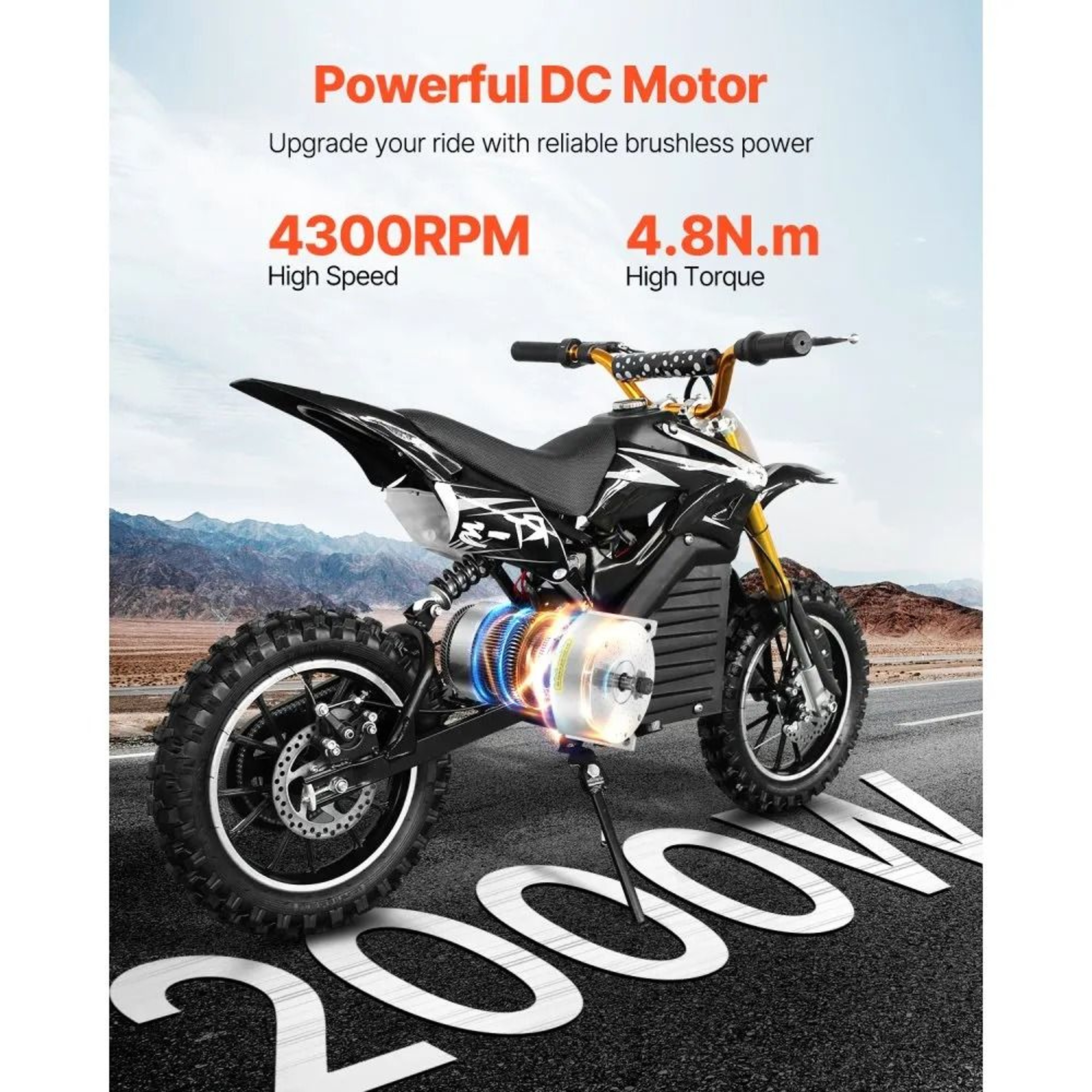 2000W Brushless DC Motor Kit 48V 4300 RPM With Speed Controller And Throttle Grip 1