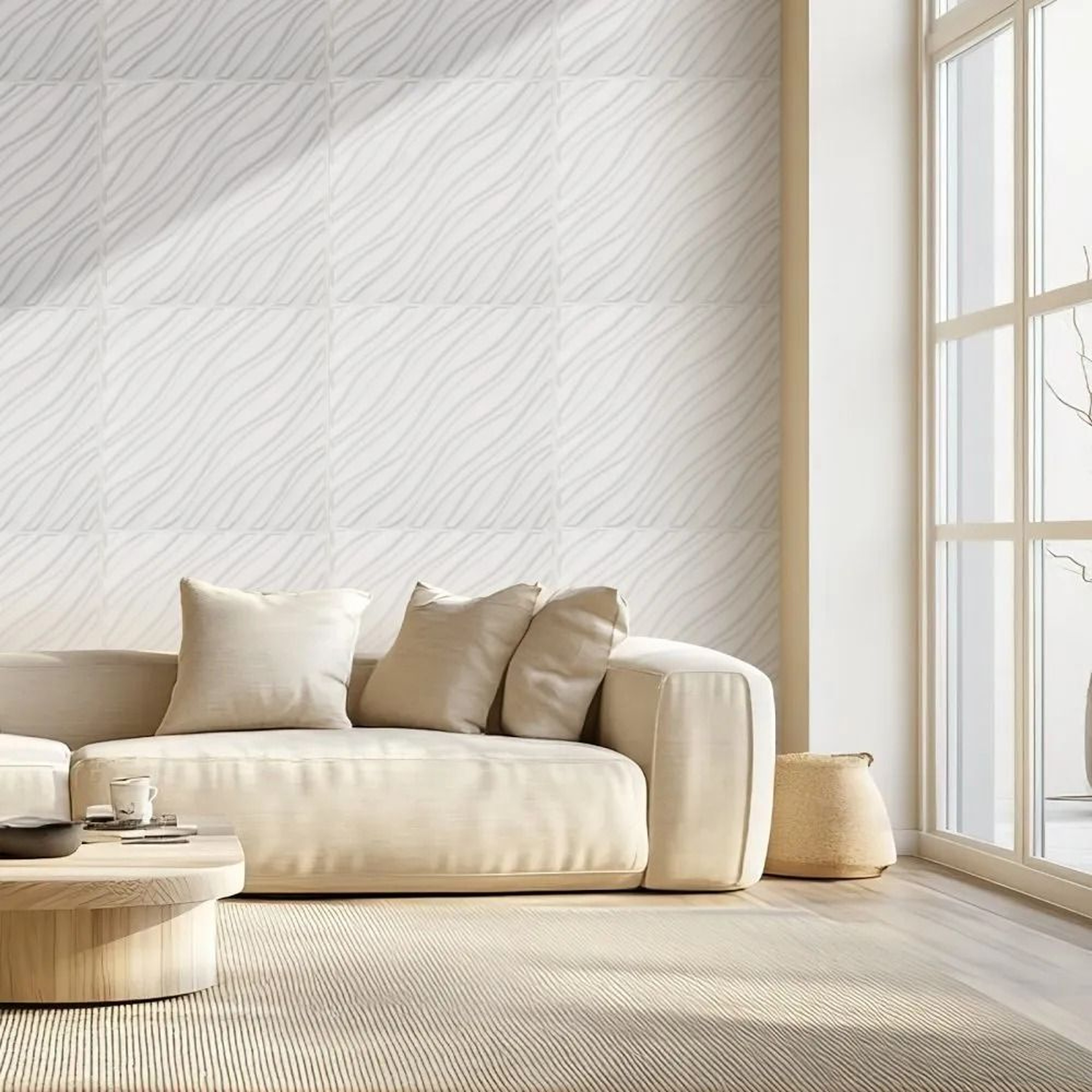 3D Wall Panels 12Pack PVC Wave Textured Wall Tiles 32 Sq Ft Matte White 6