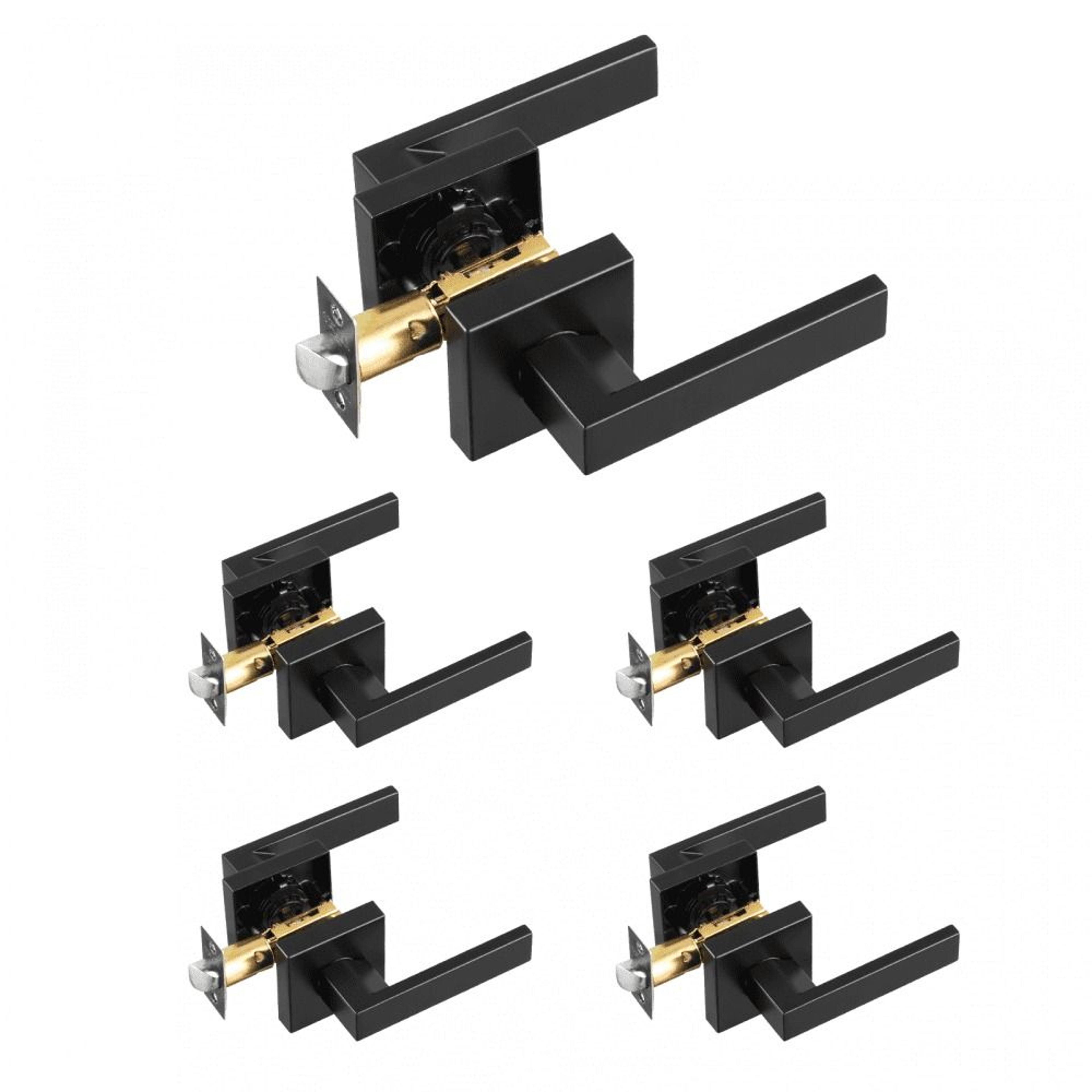 Passage Door Handles 5 Pack Matte Black Reversible NonLocking Interior Door Levers 0