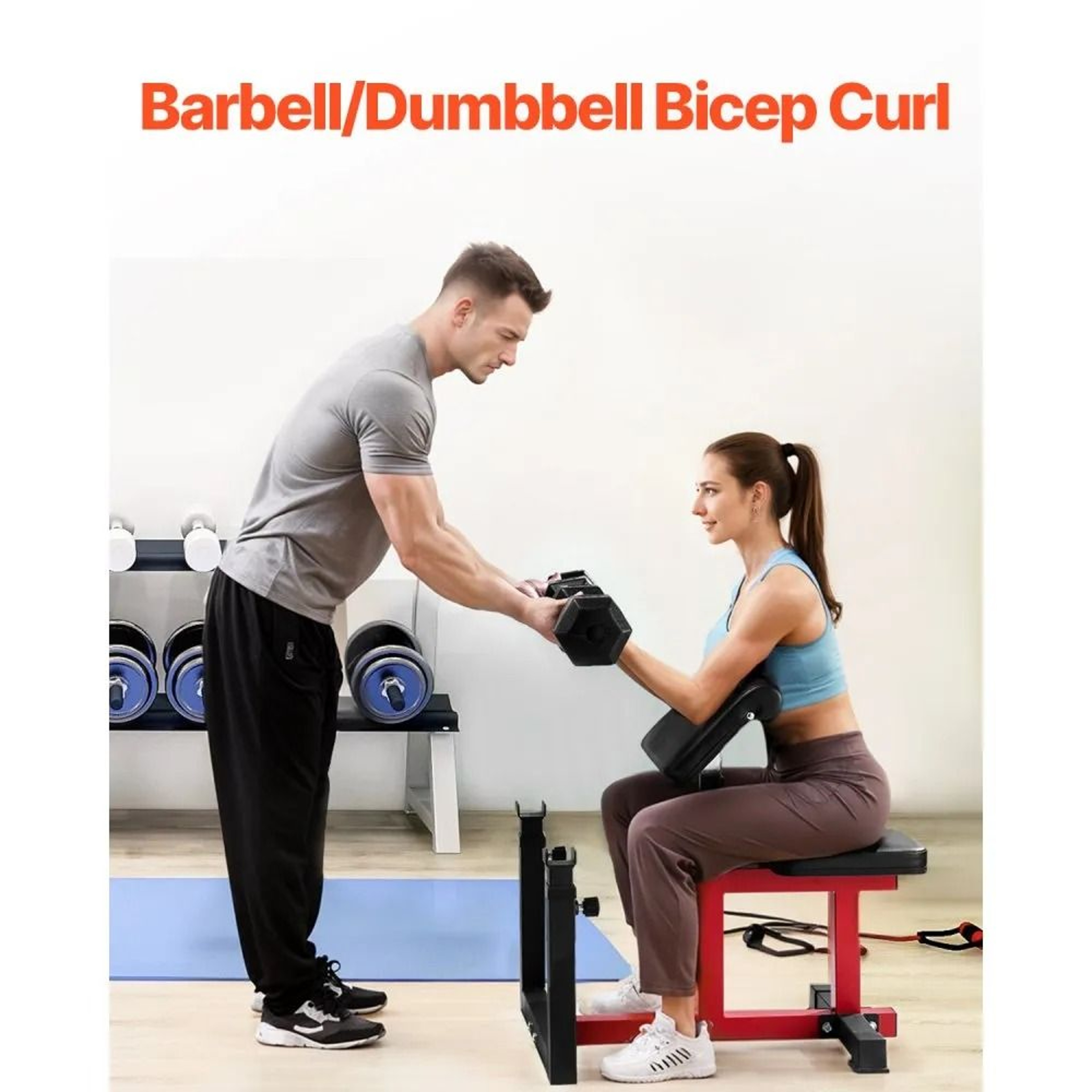 Preacher Curl Weight Bench For Teens With Adjustable Armrest And 440 Lbs Capacity 2