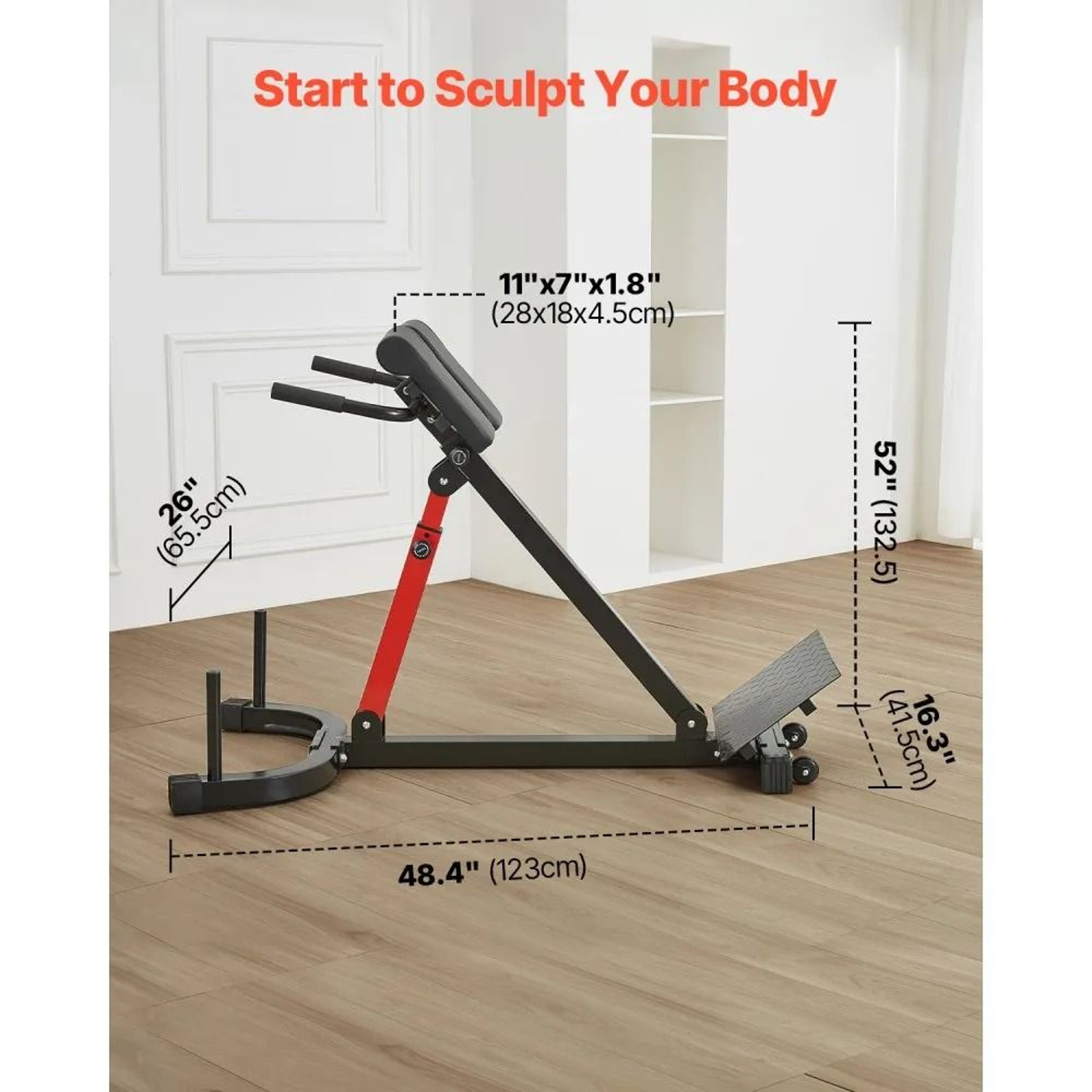 Roman Chair Hyperextension Bench With Adjustable Back Pad And 350 Lb Capacity 4
