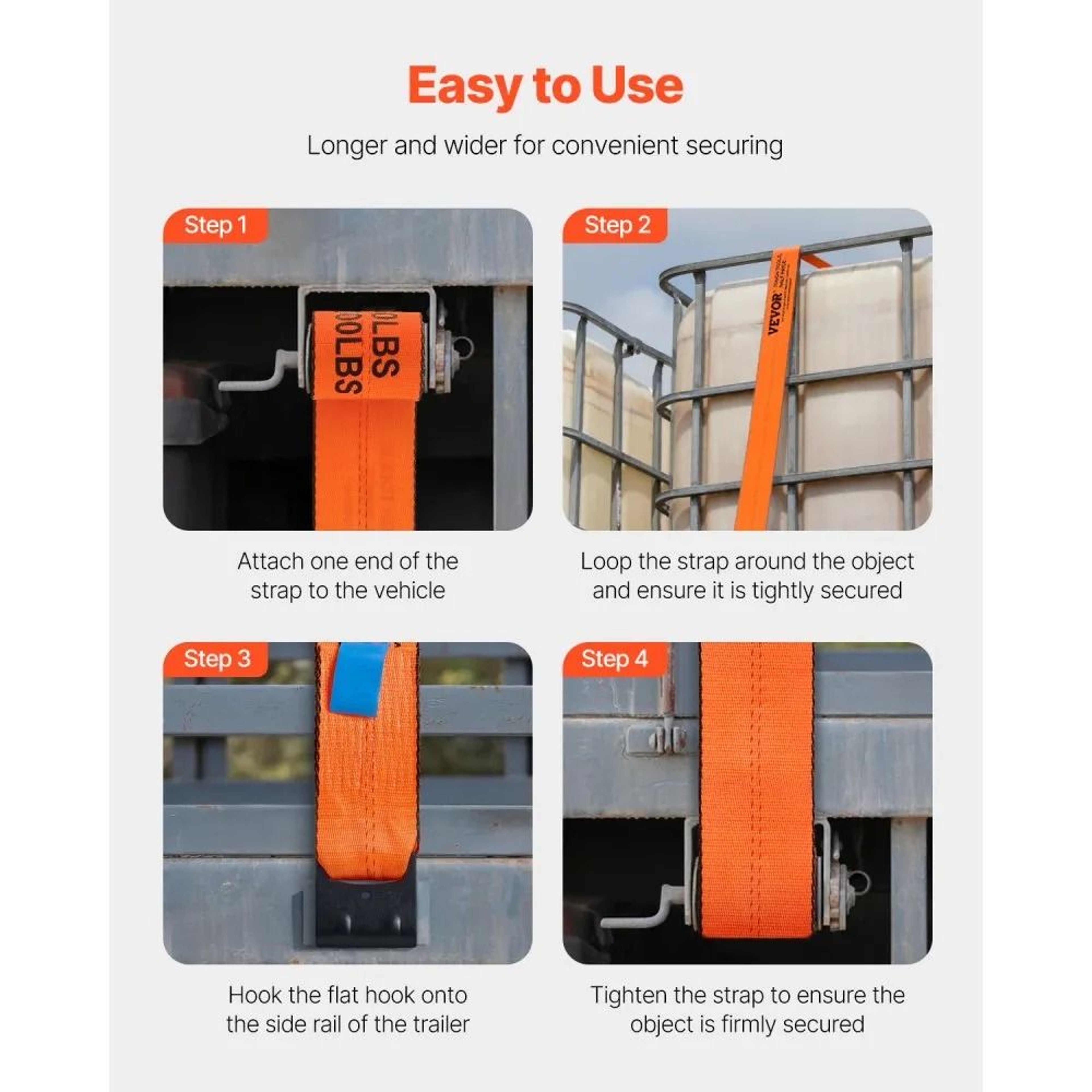 Heavy Duty Winch Straps 4 Inch X 30 Ft With Flat Hooks  10 Pack Cargo Tie Downs 3