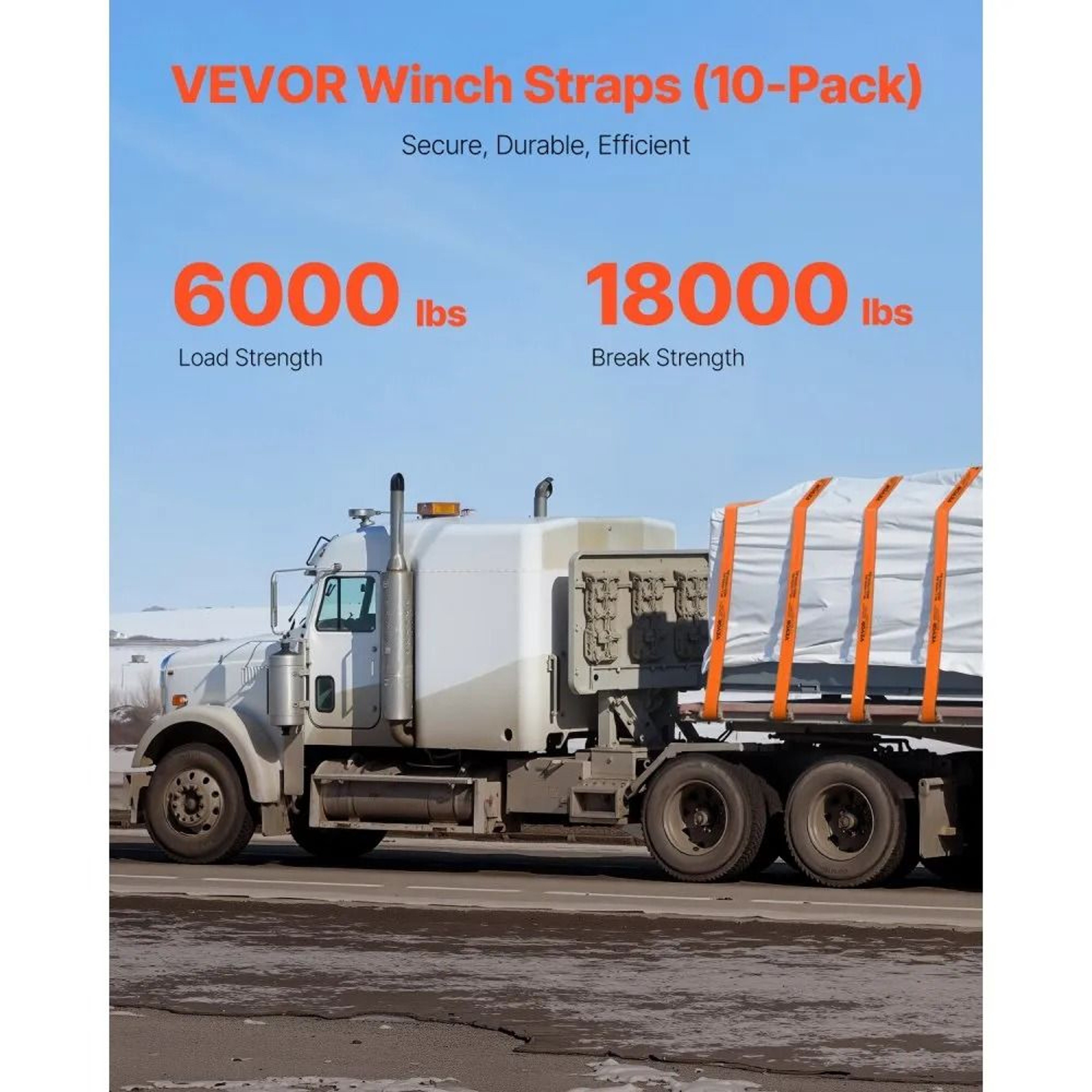Heavy Duty Winch Straps 4 Inch X 30 Ft With Flat Hooks  10 Pack Cargo Tie Downs 1