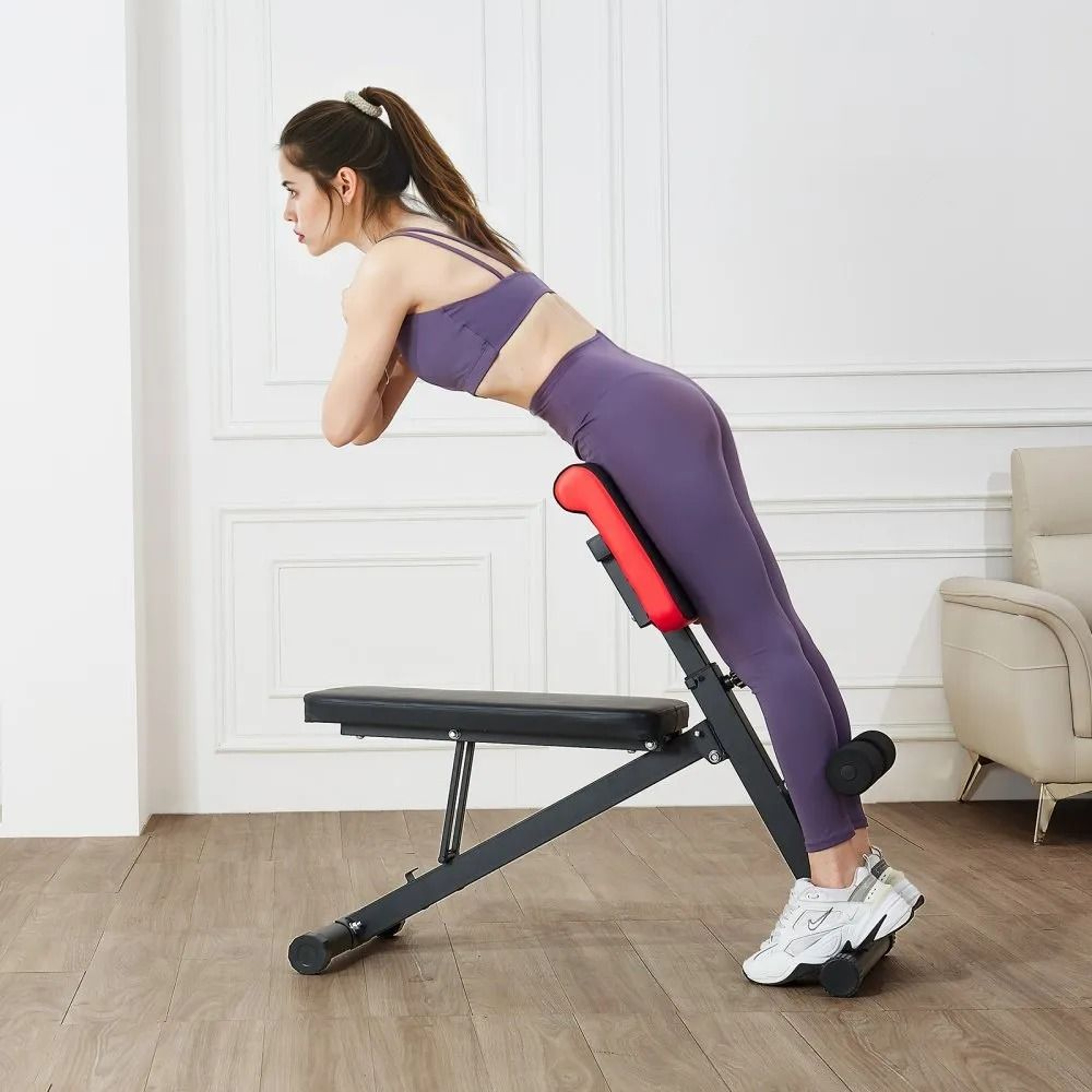 Adjustable Roman Chair Hyperextension Bench With Foldable Design For Home Gym Workouts 7