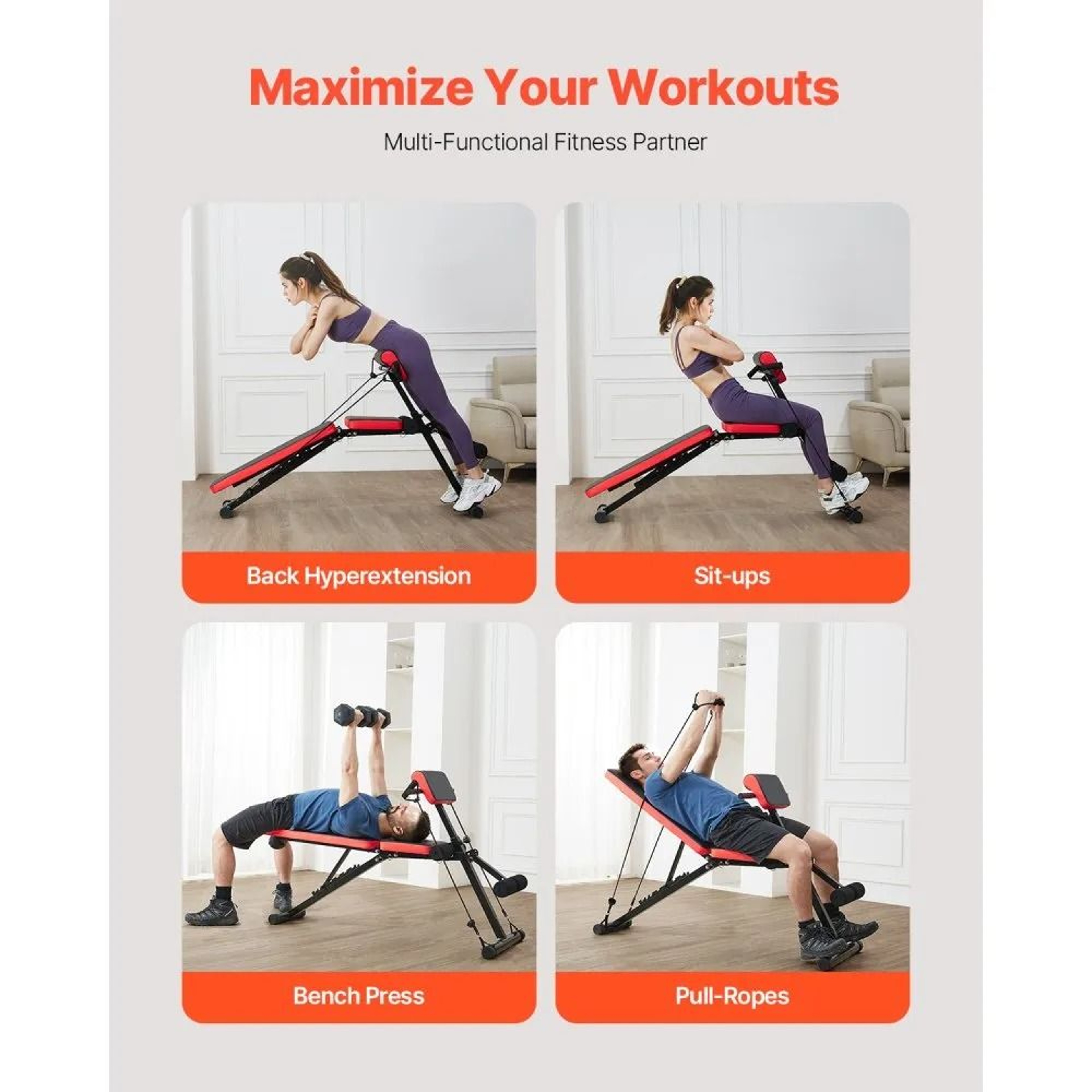 Adjustable Weight Bench Foldable Roman Chair For Back And Core Workouts 770 Lb Capacity 4