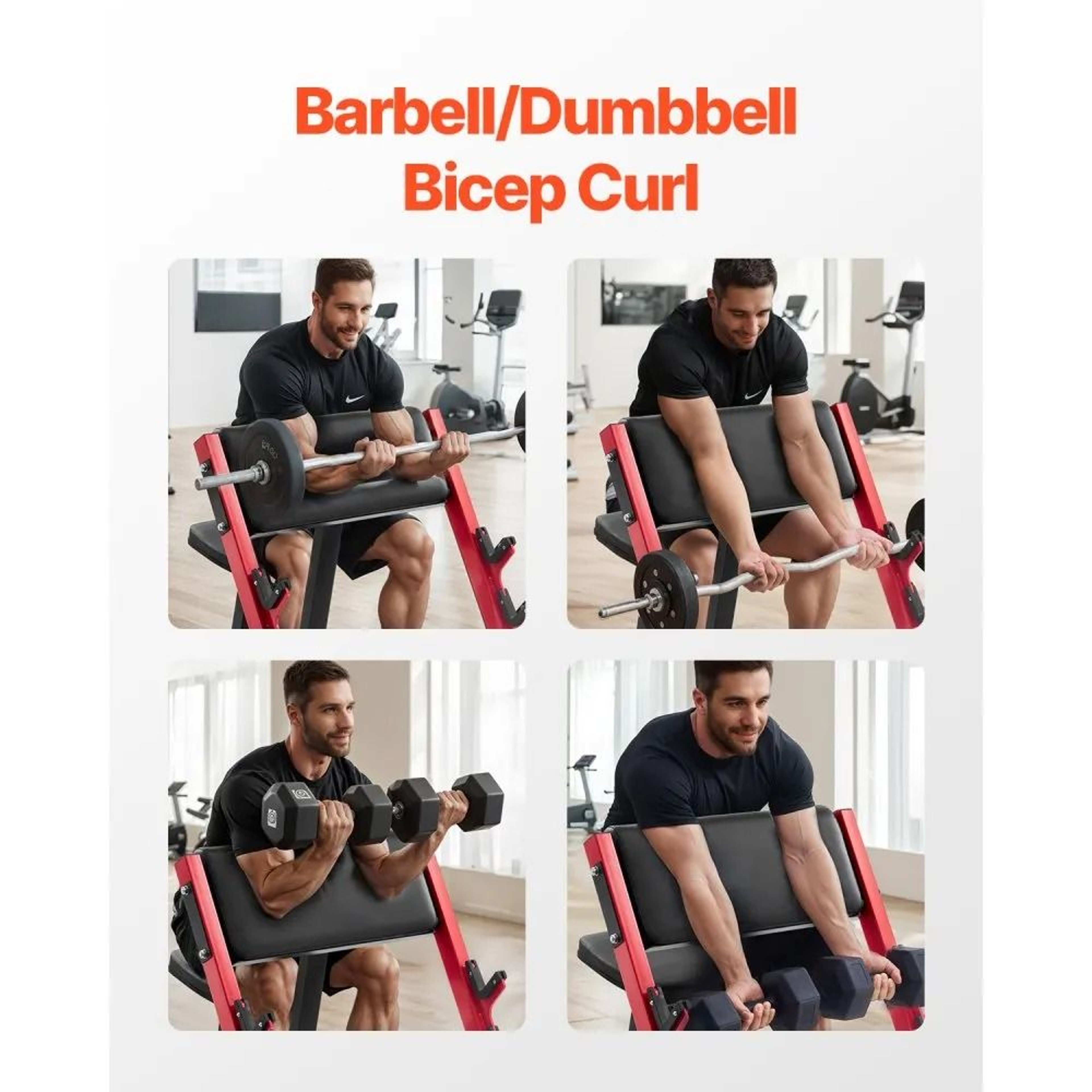 Preacher Curl Bench With Adjustable Seat And Barbell Holders For Bicep Training 6