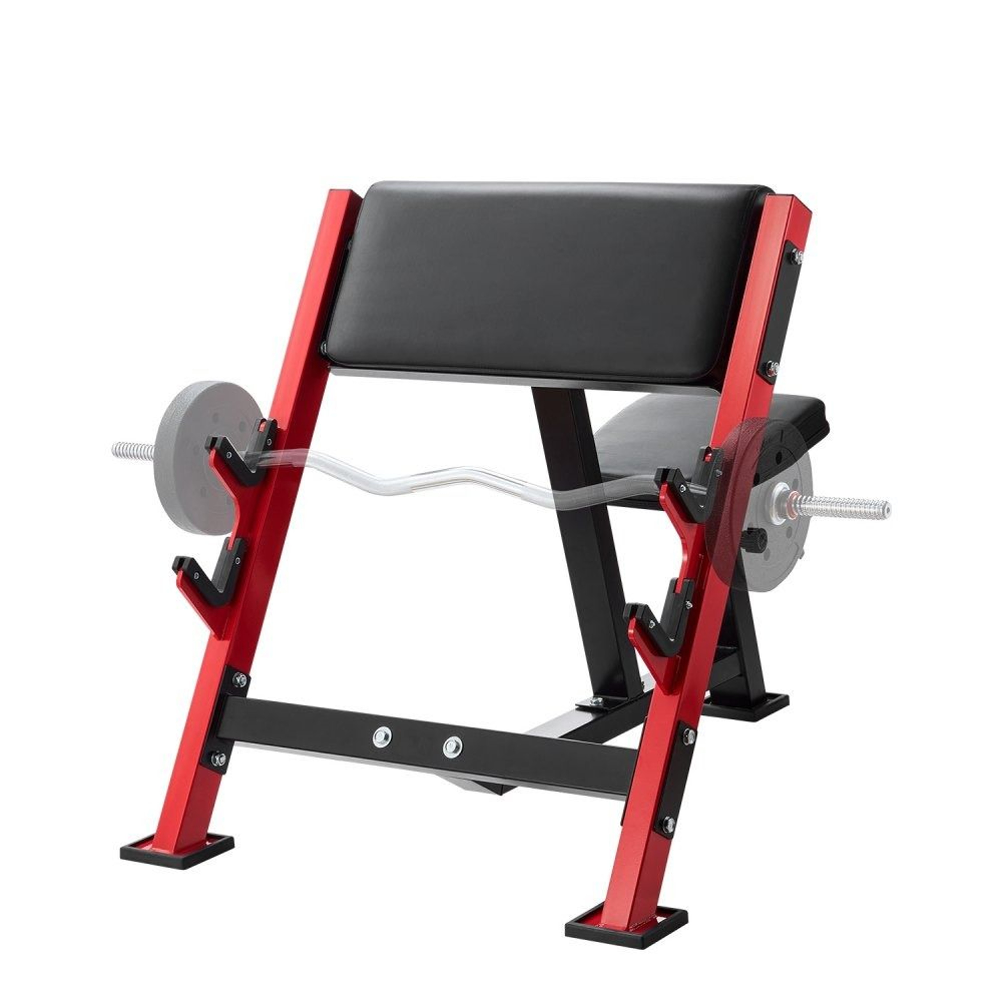 Preacher Curl Bench With Adjustable Seat And Barbell Holders For Bicep Training 0