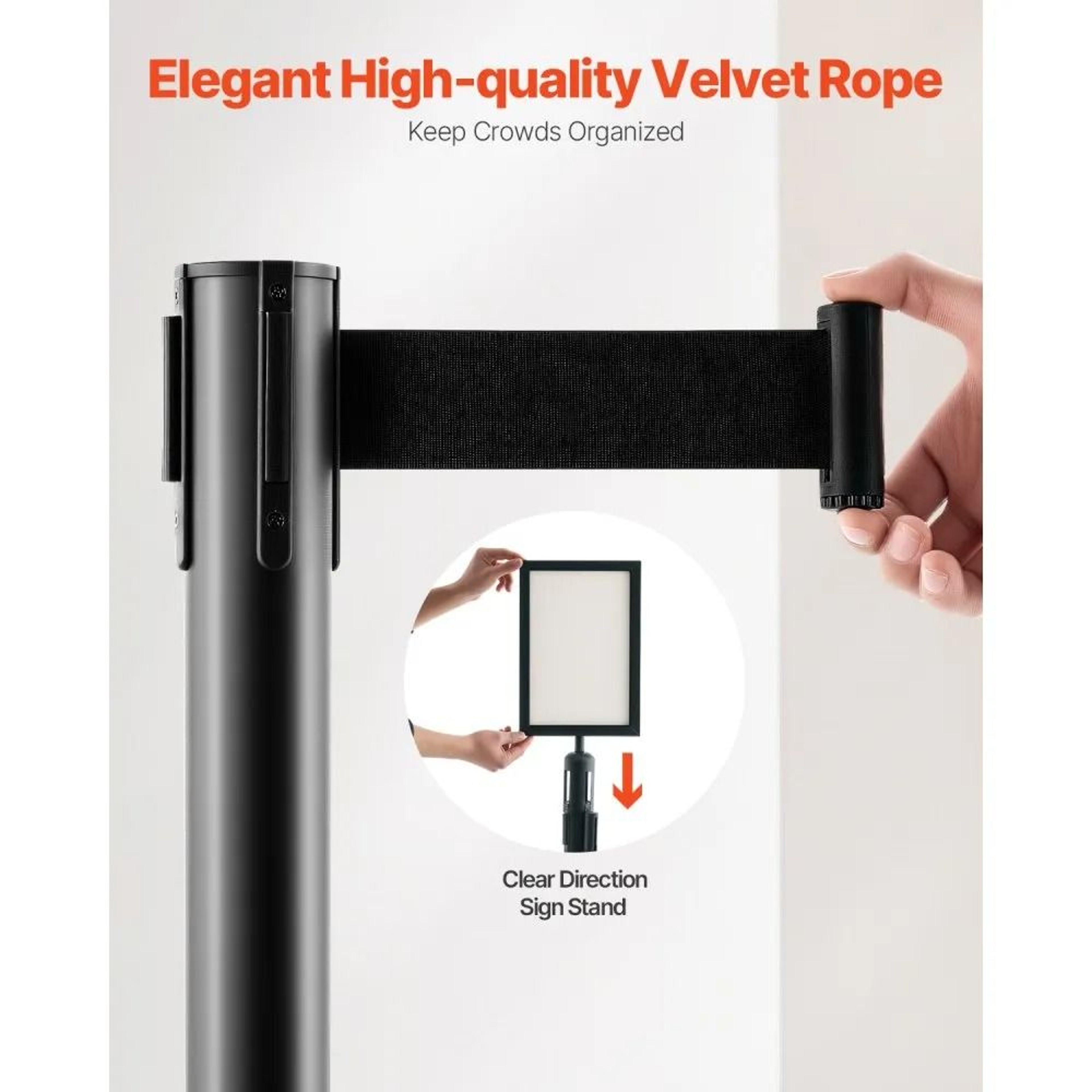 Stanchion Posts 8Piece Crowd Control Barrier Set With Retractable Belts And Fillable Bases 2
