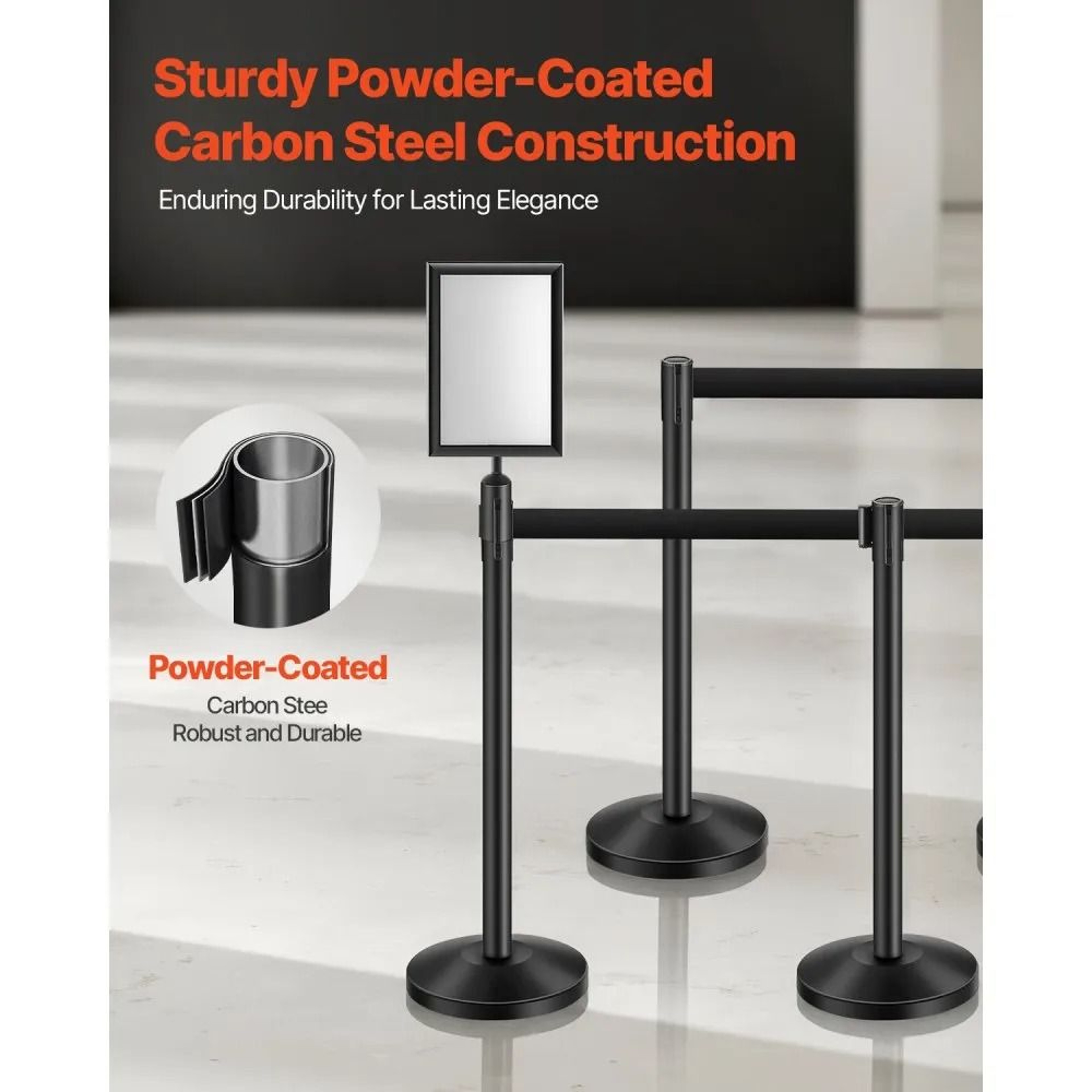 Stanchion Posts 8Piece Crowd Control Barrier Set With Retractable Belts And Fillable Bases 1