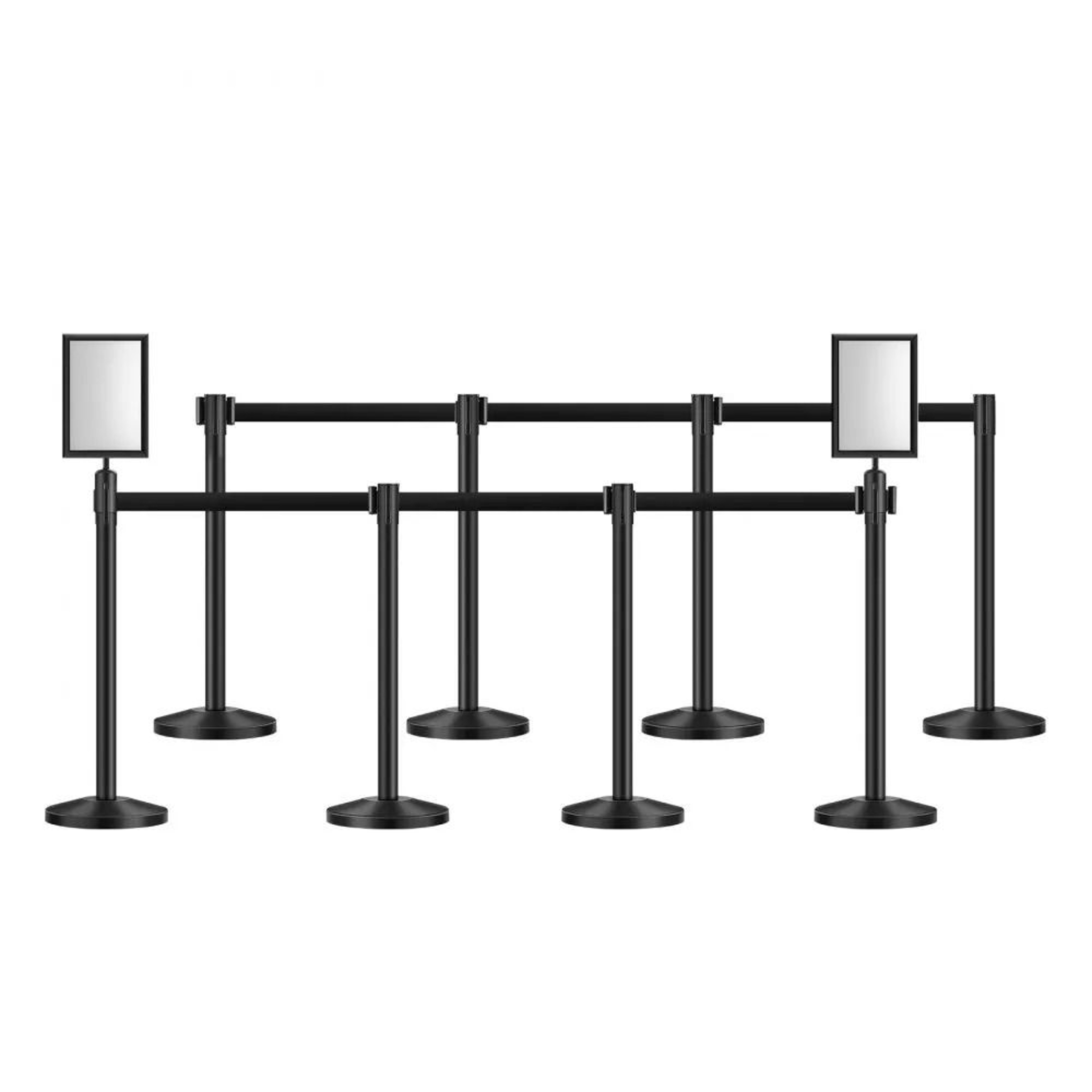 Stanchion Posts 8Piece Crowd Control Barrier Set With Retractable Belts And Fillable Bases 0